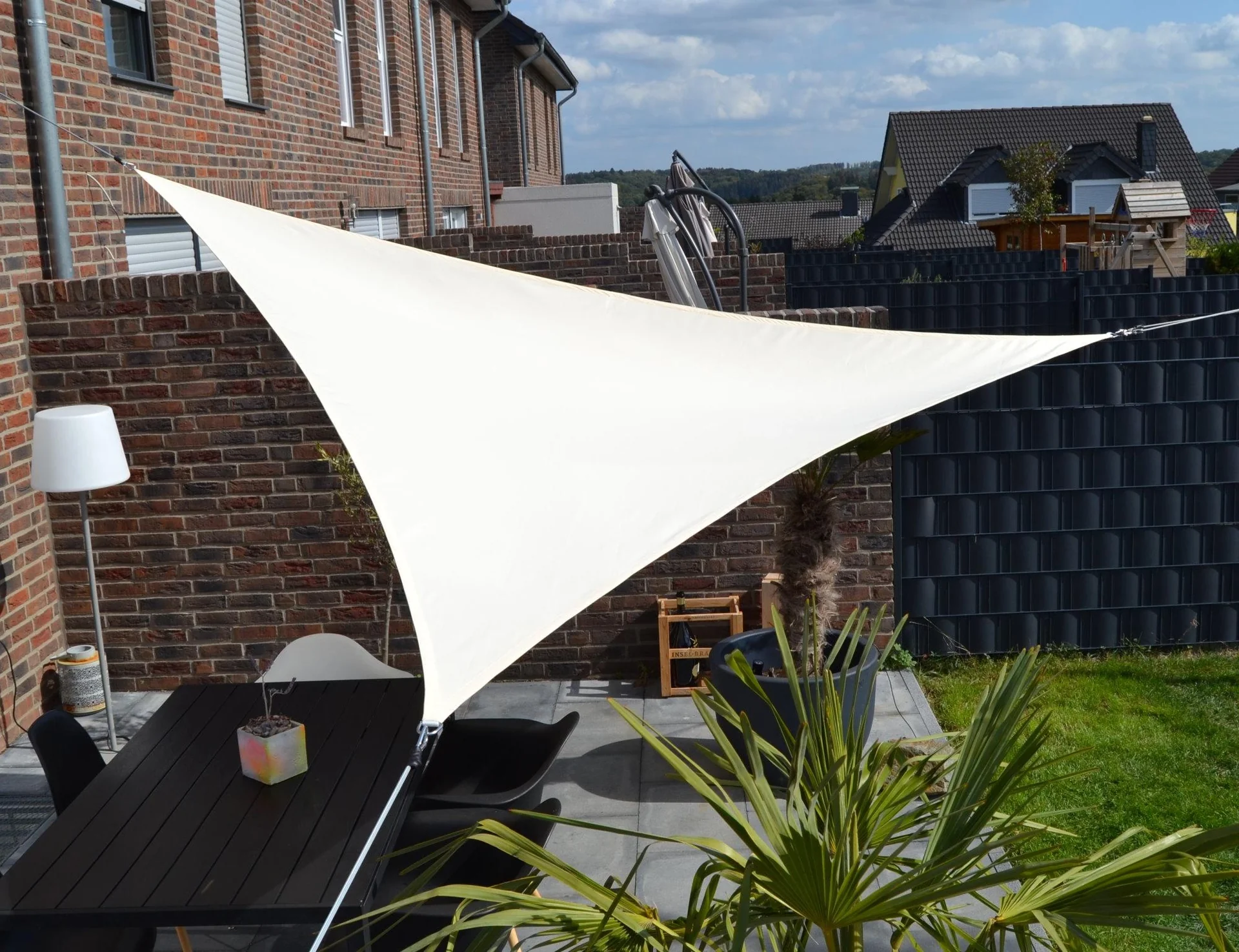 Dreieck-Sonnensegel wasserabweisend elfenbein 360 x 360 x 360cm - 6