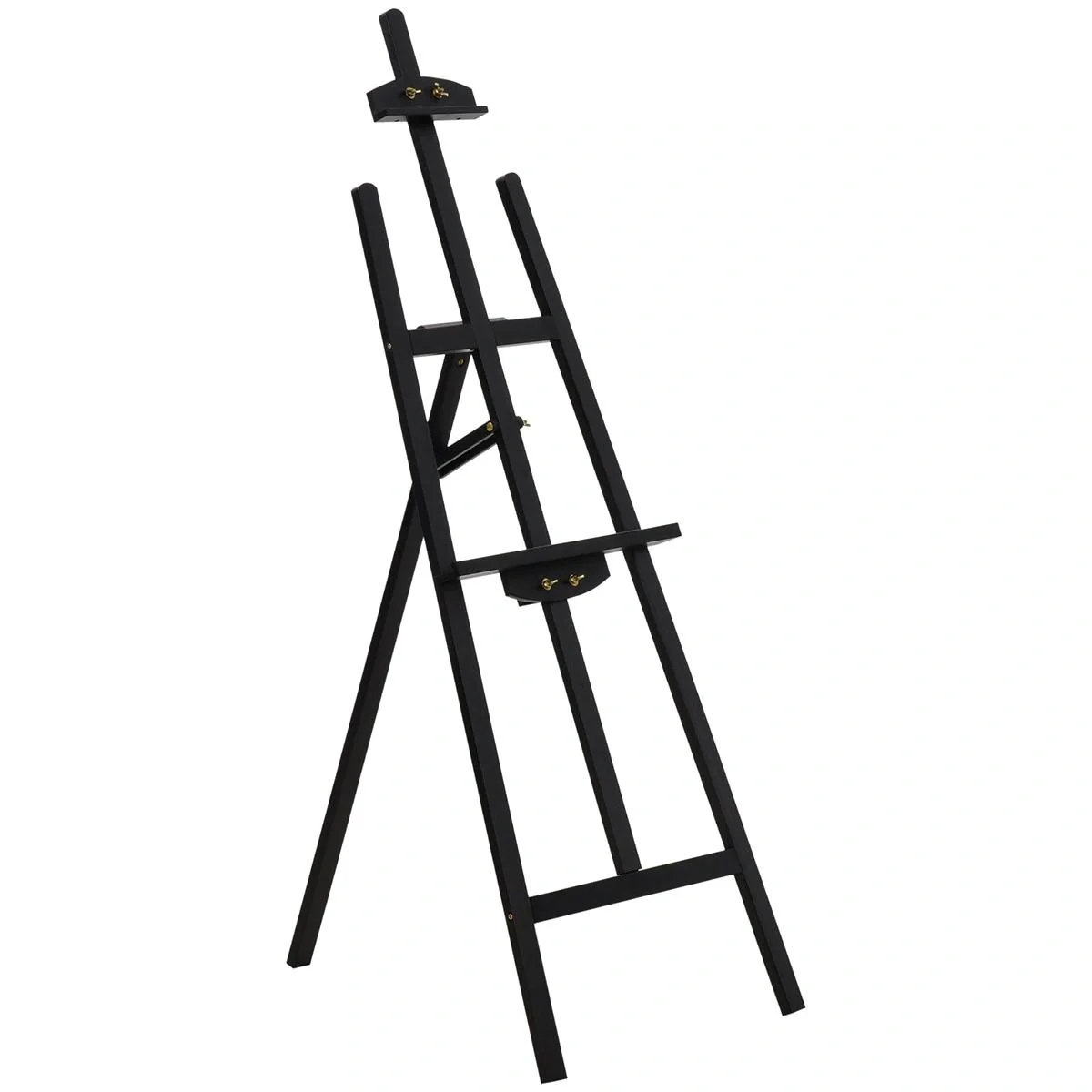 Staffelei Keilrahmen Atelierstaffelei 90° einstellbar mit Halterung Kiefernholz Schwarz 51,5 x 71,5 x 134,5 cm - 4