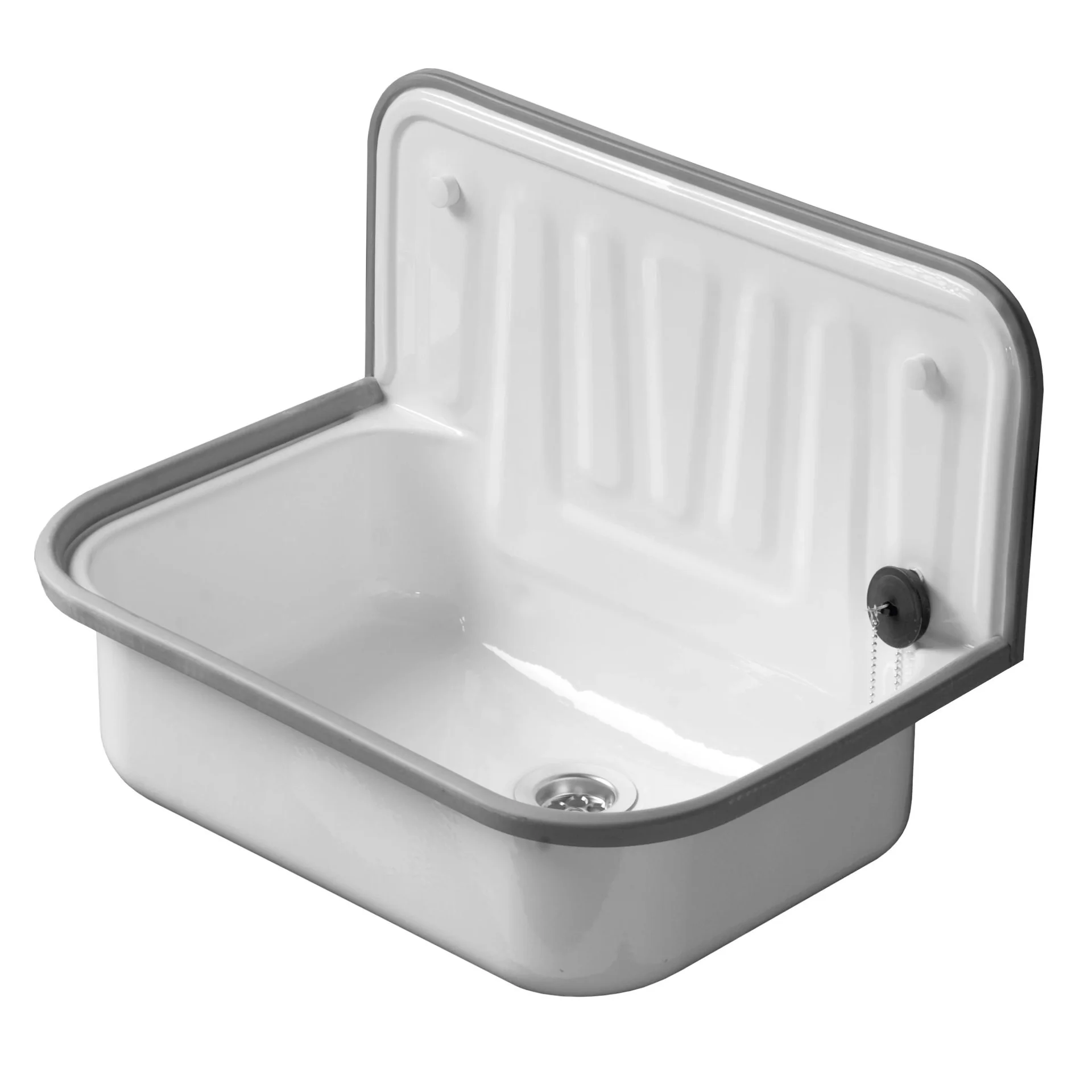 Ausgussbecken Stahl - weiß emailliert - 1