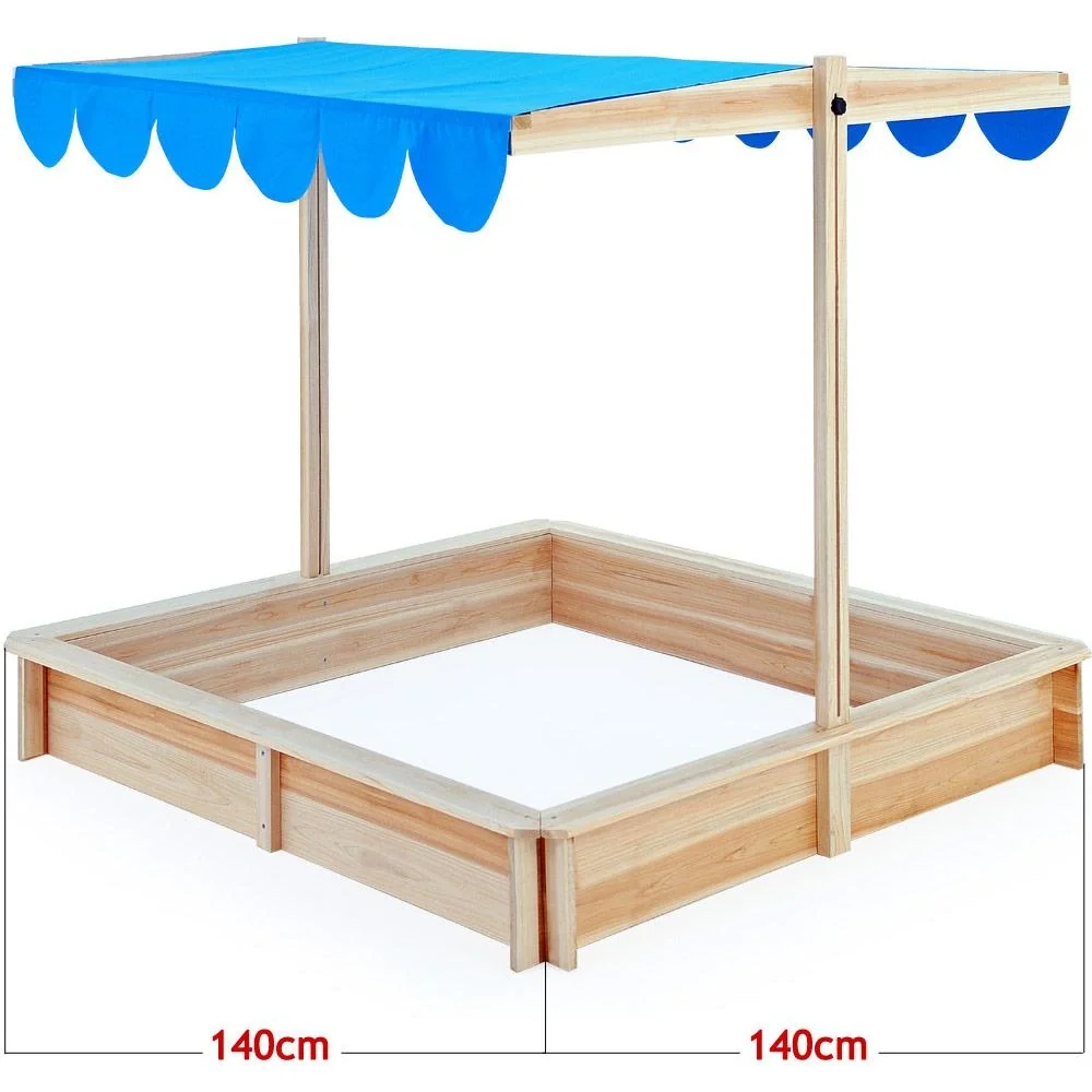 Sandkasten mit höhenverstellbarem und kippbarem Dach 140 x 140cm - 5