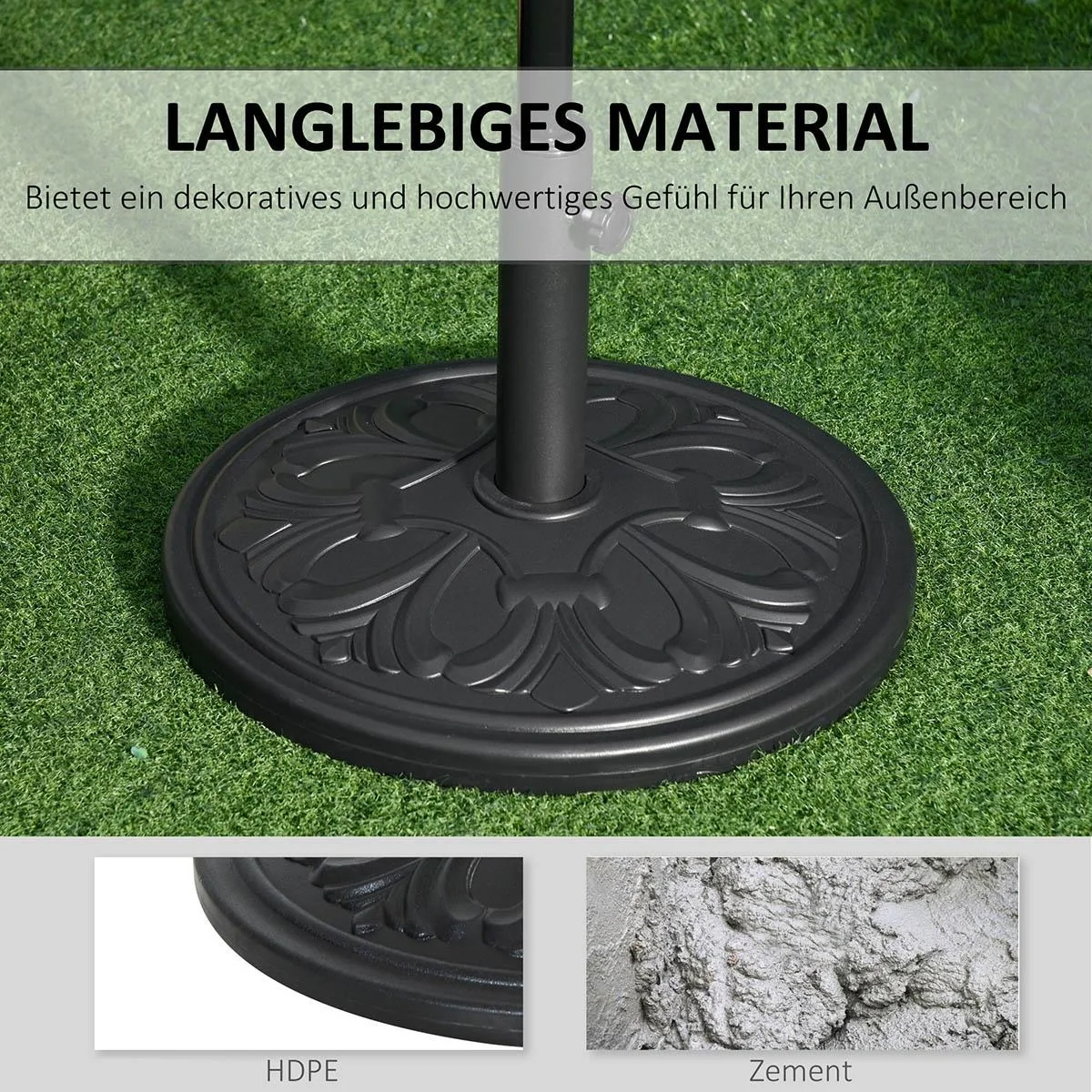 Sonnenschirmständer Schirmständer Schirmhalter Schirmfuß 13 kg Ständer Schirm Ø35/Ø38/Ø48mm Kunststoff + Zement Antik Sc - 5