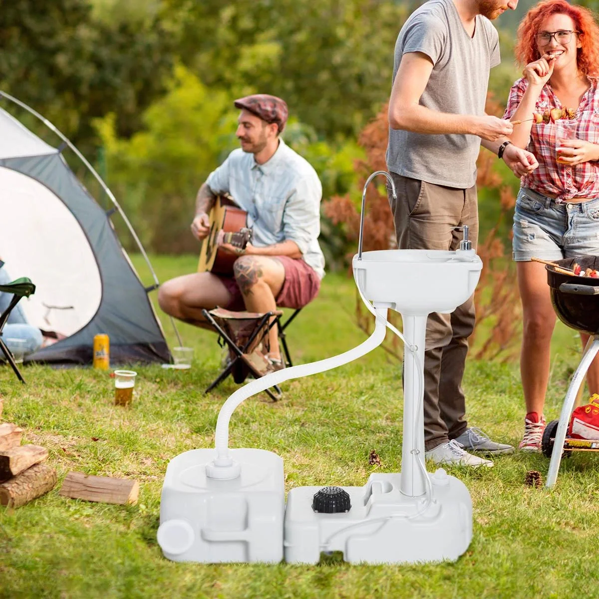 Outdoor-Camping-Handwaschbecken mit Abwassersammelschale 17L hellgrau 83 x 50 x 103 cm - 6