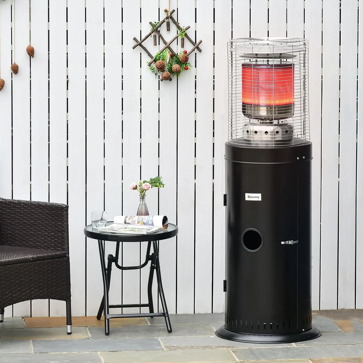 Heizstrahler Terrassenheizer mit Handgriff Rädern Terrassenstrahler mit automatischer Sicherheitsabschaltung rollbar Gas - 4