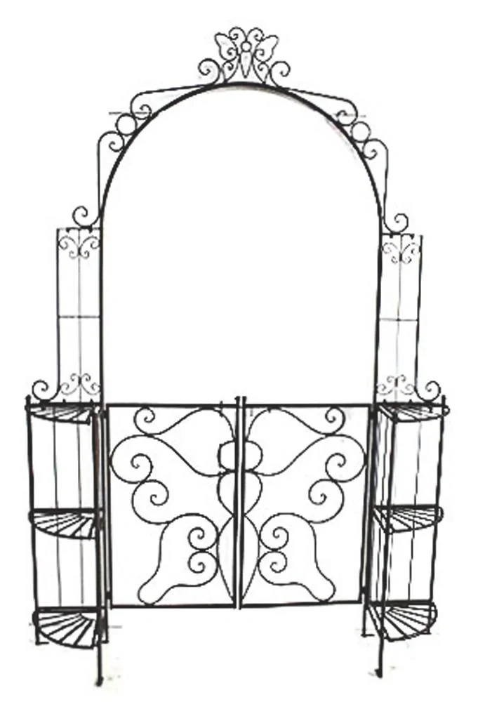 Rosenbogen "Laki" mit Pforte und Eckregalen - 2