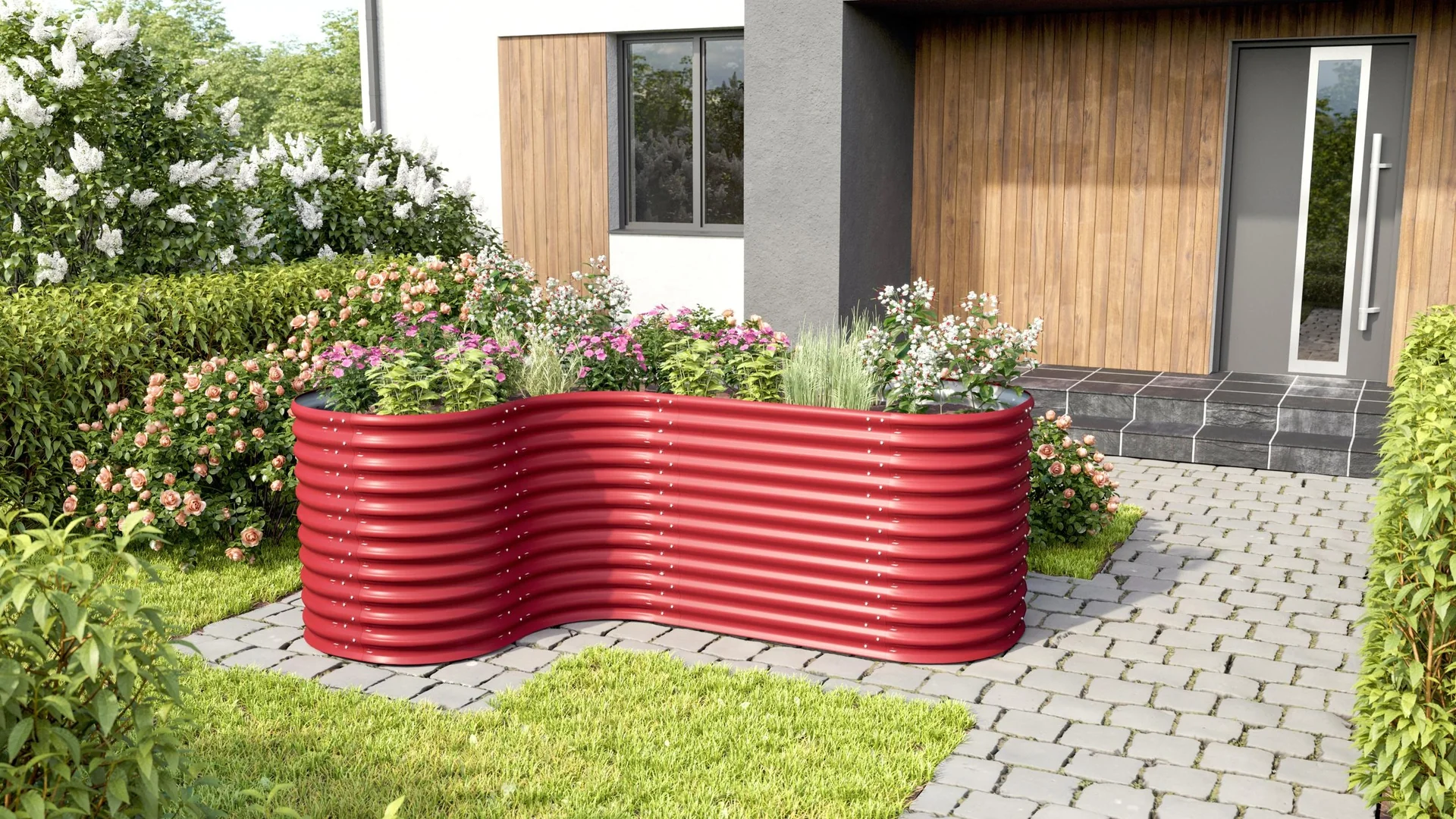 Hochbeeterweiterung Curve 858, Farbe rubin - 4