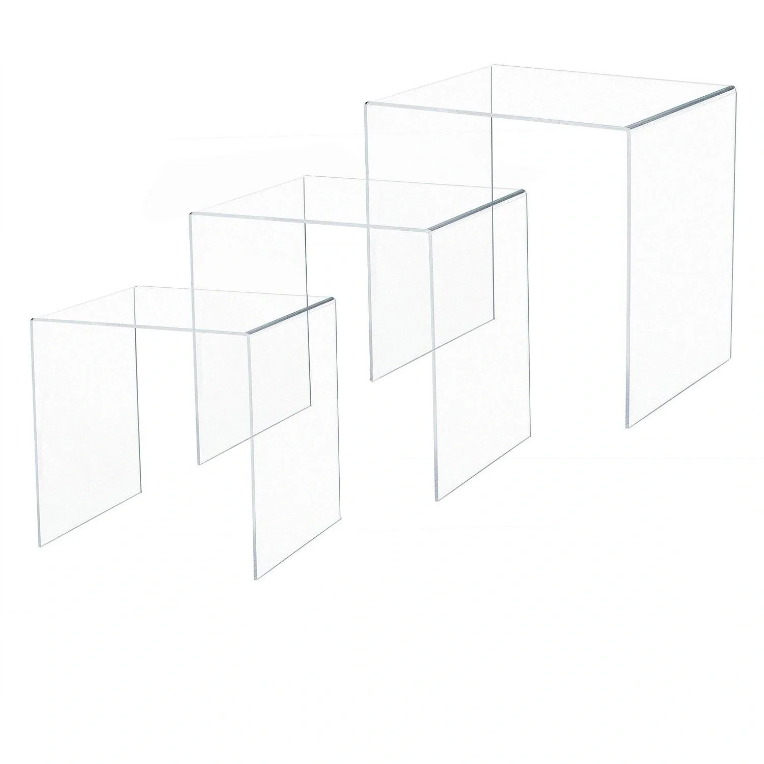 Beistelltisch 3er-Set Couchtisch Satztisch Sofatisch Glastisch klar Acrylglas 32 x 30 x 24 cm/35 x 30 x 28 cm/38 x 30 x - 5