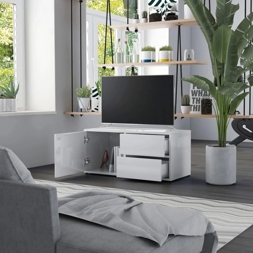 TV-Schrank 80x34x36 cm Hochglanz weiß Spanplatte - 6