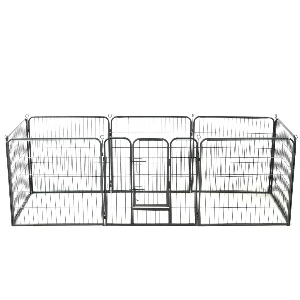 Hundeauslauf 8 Platten 80x80 cm Stahl schwarz - 1