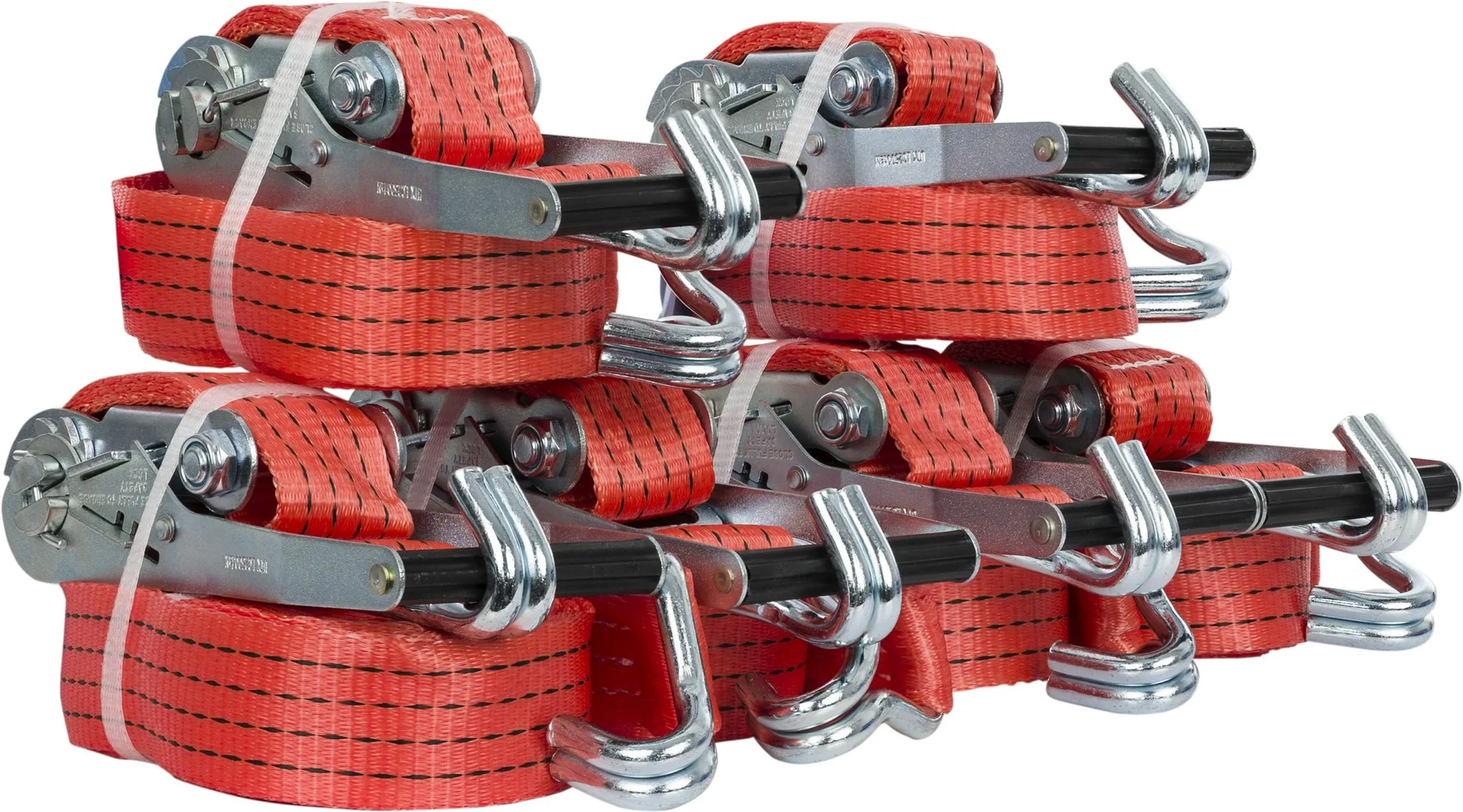 Zurrgurte mit Ratsche, 7-teiliges Set, 50 mm Gurtbreite, 2000/4000 daN, Festende 0,3 m / Losende 7,7 m lang, Spitzhaken - 1