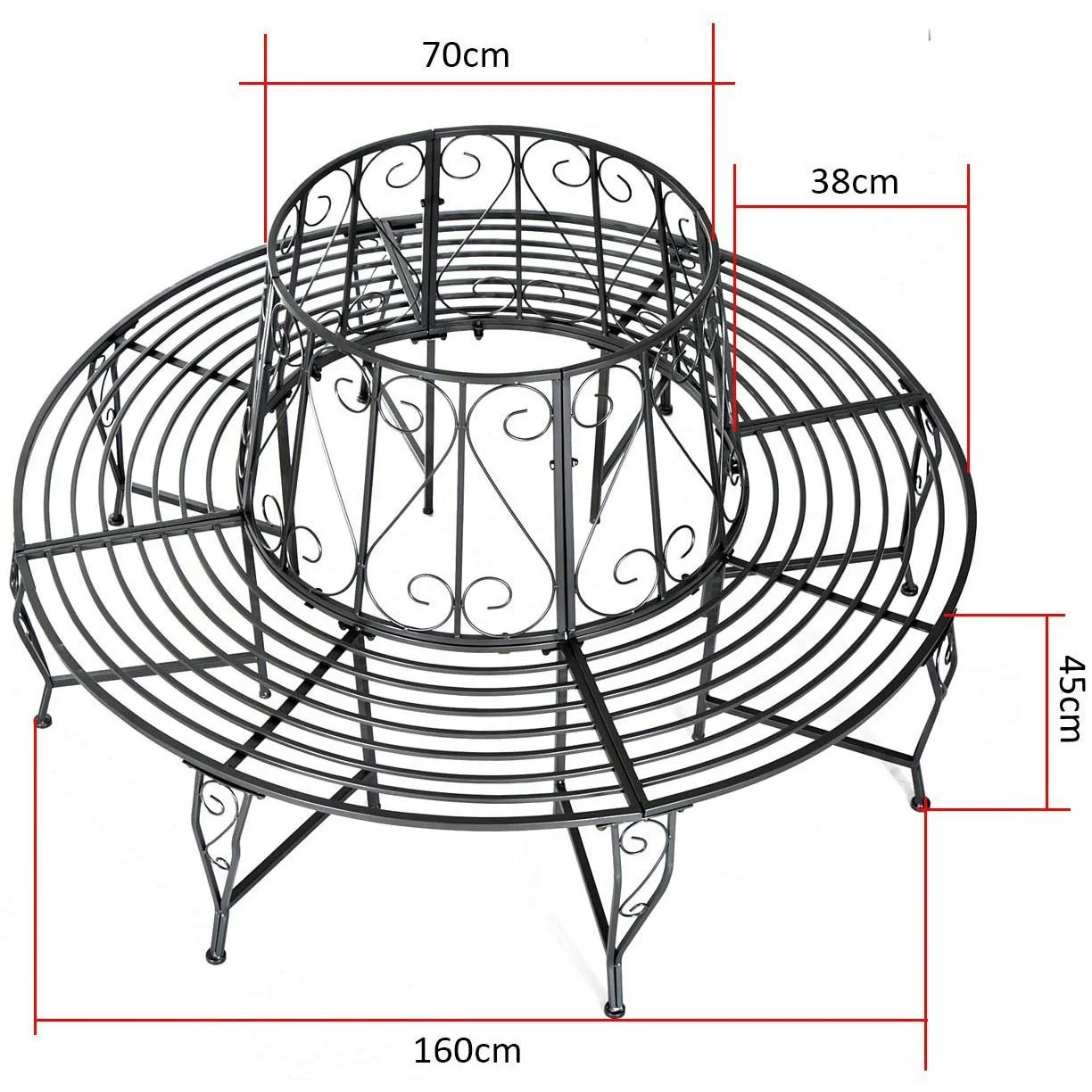 Baumbank Rundbank 360° Metall Ø160cm - 8