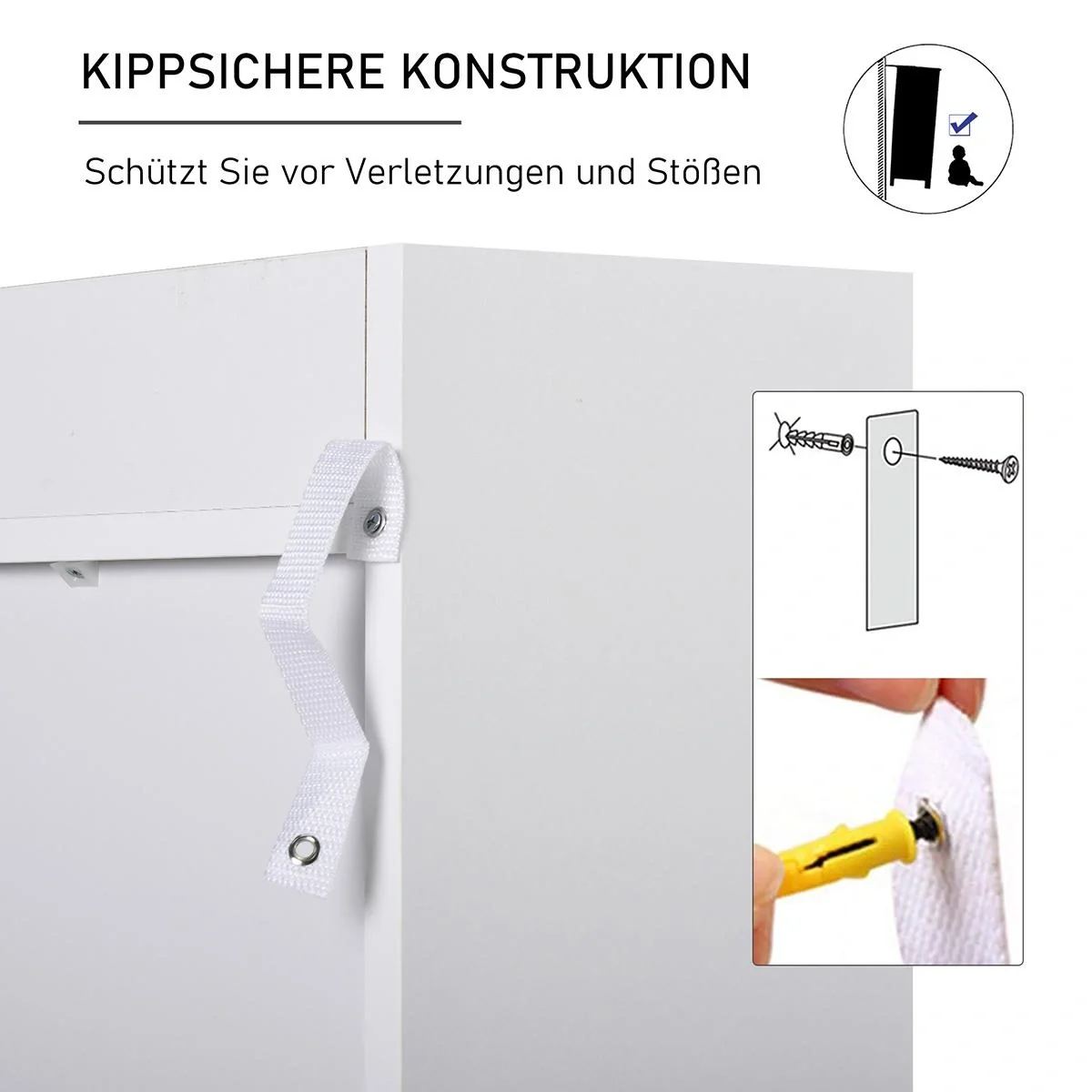 Bücherregal mit 3 Stoffboxen, Mehrzweckschrank, Spanplatte, Vliesstoff, 62,5 x 30 x 128 cm - 6