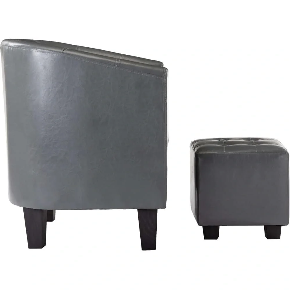 Schalensitz mit Ottomane Leder grau - 6