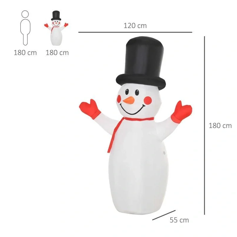 1,8 m aufblasbarer Schneemann mit LED-Leuchten Weihnachtsdeko - 4