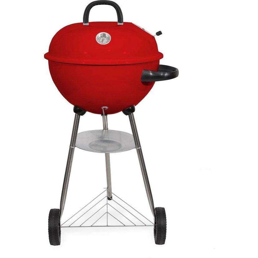 BBQ Holzkohlegrill auf Rädern - 47x76 Cm - Edelstahl - Rot inkl. Schutzhülle - 3