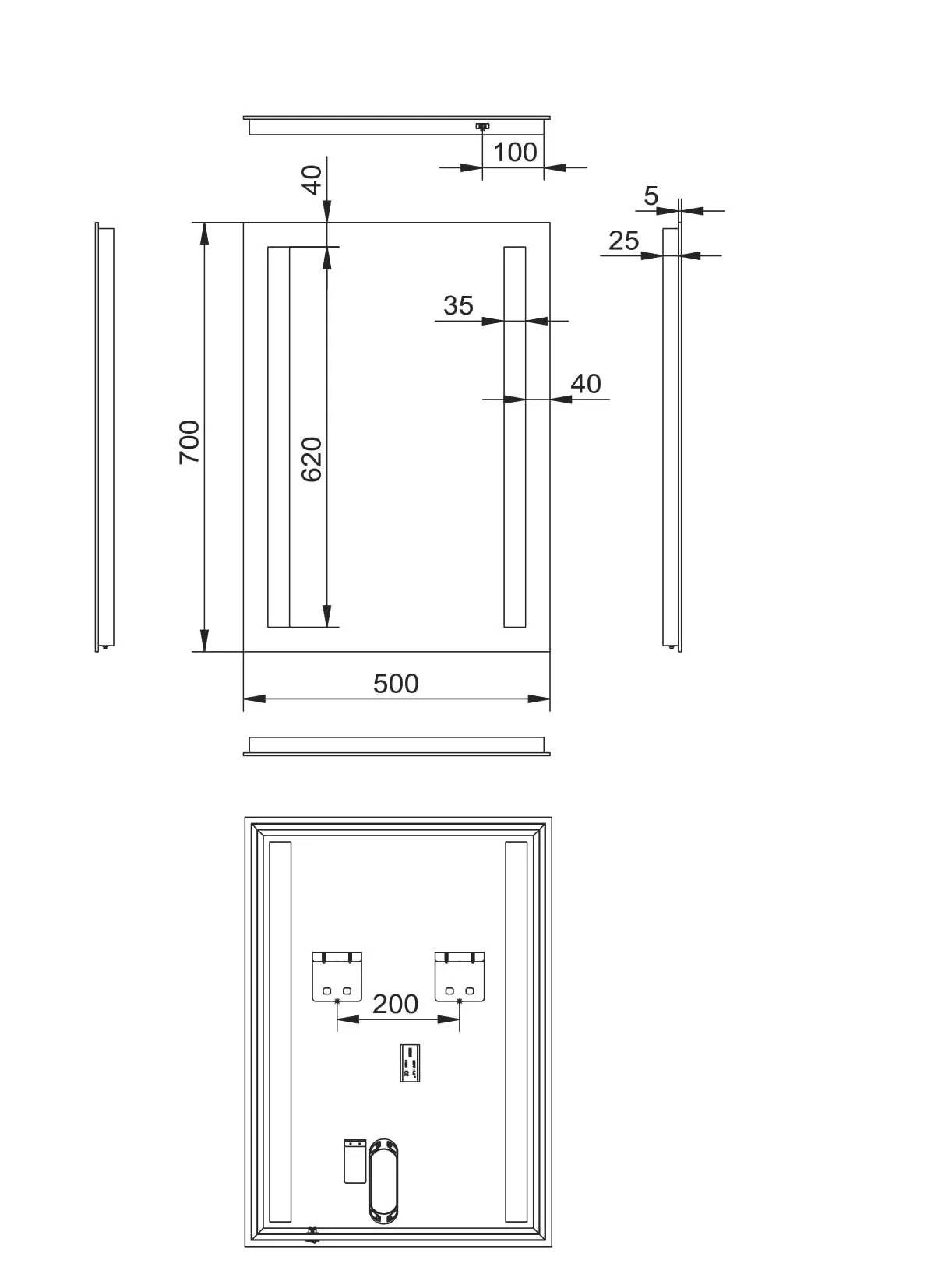 Badezimmerspiegel mit Beleuchtung, "Light" - 50 x 70 cm - Lichtfarbe neutralweiß - 6