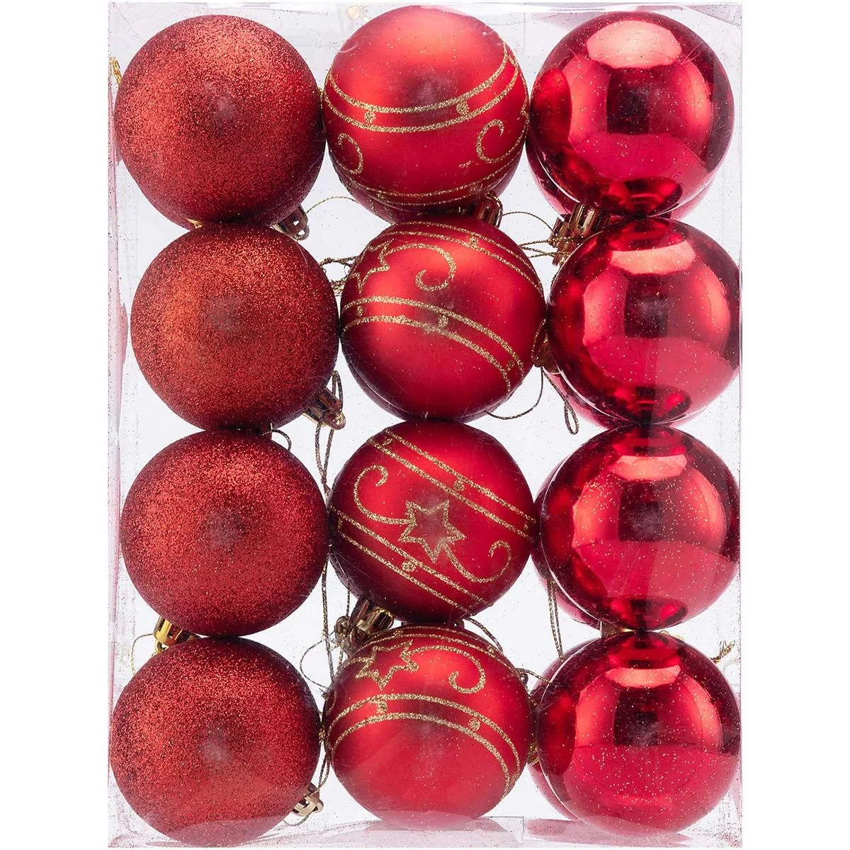 Weihnachtskugeln - Christbaumbeleuchtung - Christbaumschmuck - 24er Set Rot - 5