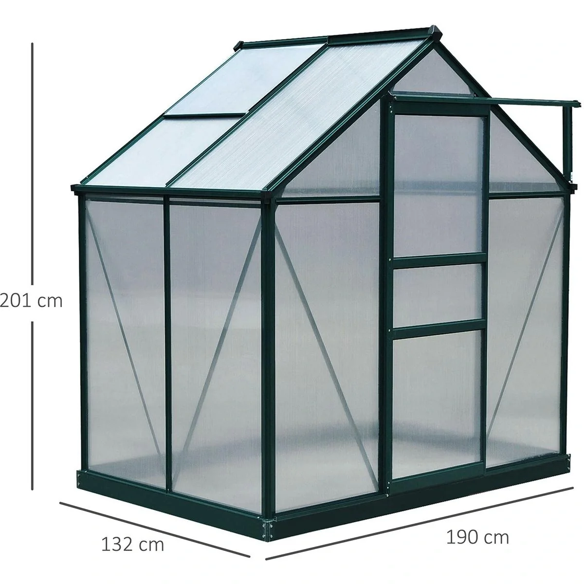Gewächshaus mit Dachluke - Polycarbonatgehäuse - 183 x 122 x 213 cm - 6