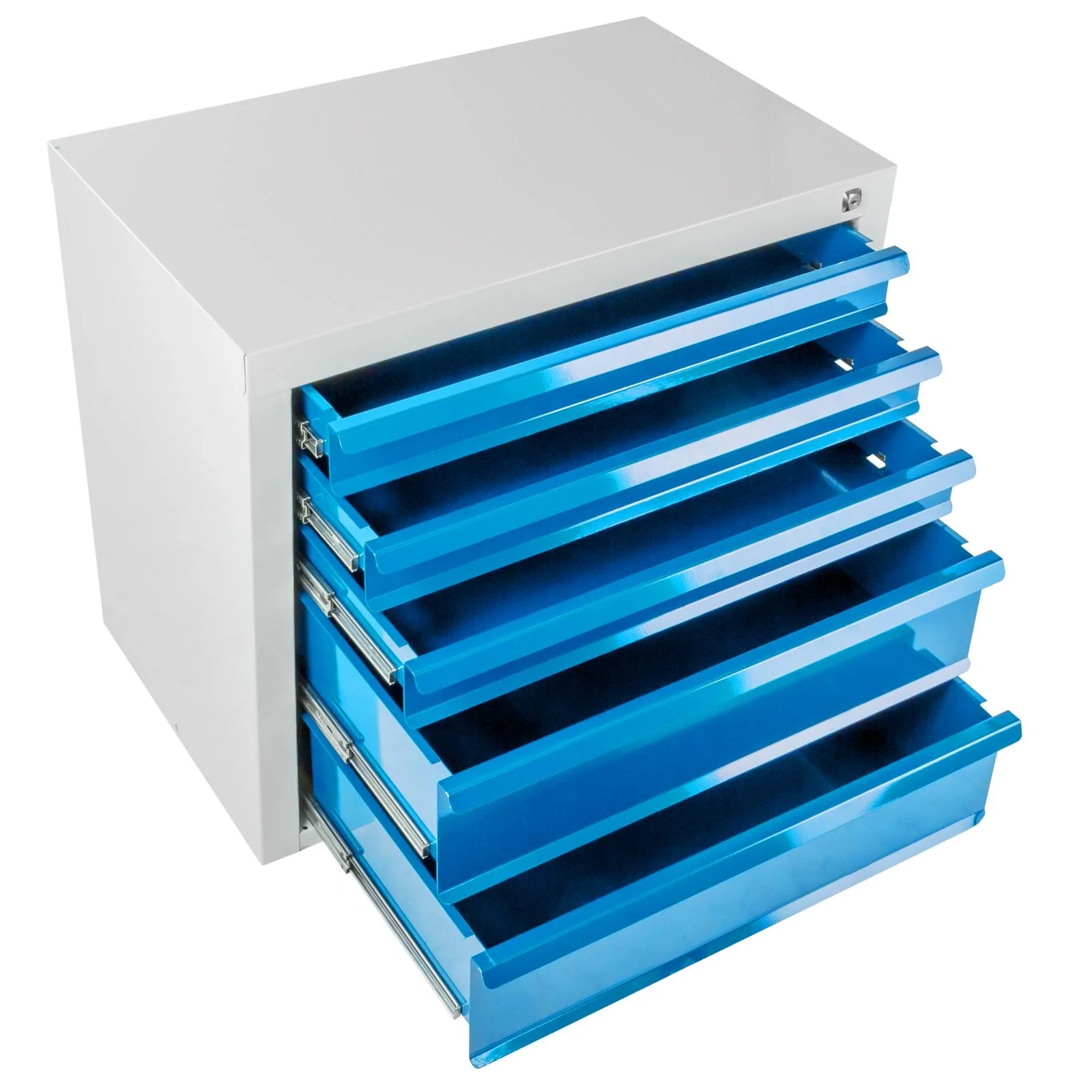 Schubladenschrank / Werkzeugschrank mammut, 5 Schubladen, RAL7035 / 5012 - 4