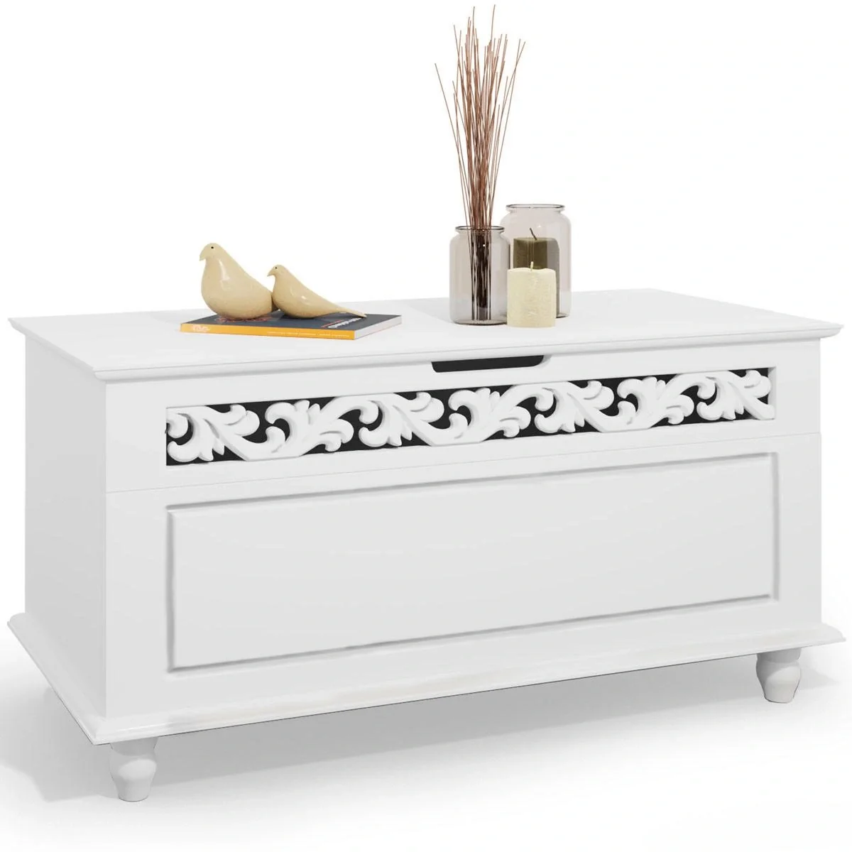 Holzlagerbox mit Scharnierdeckel - 80 x 40 x 48cm - max. 100 kg - 6