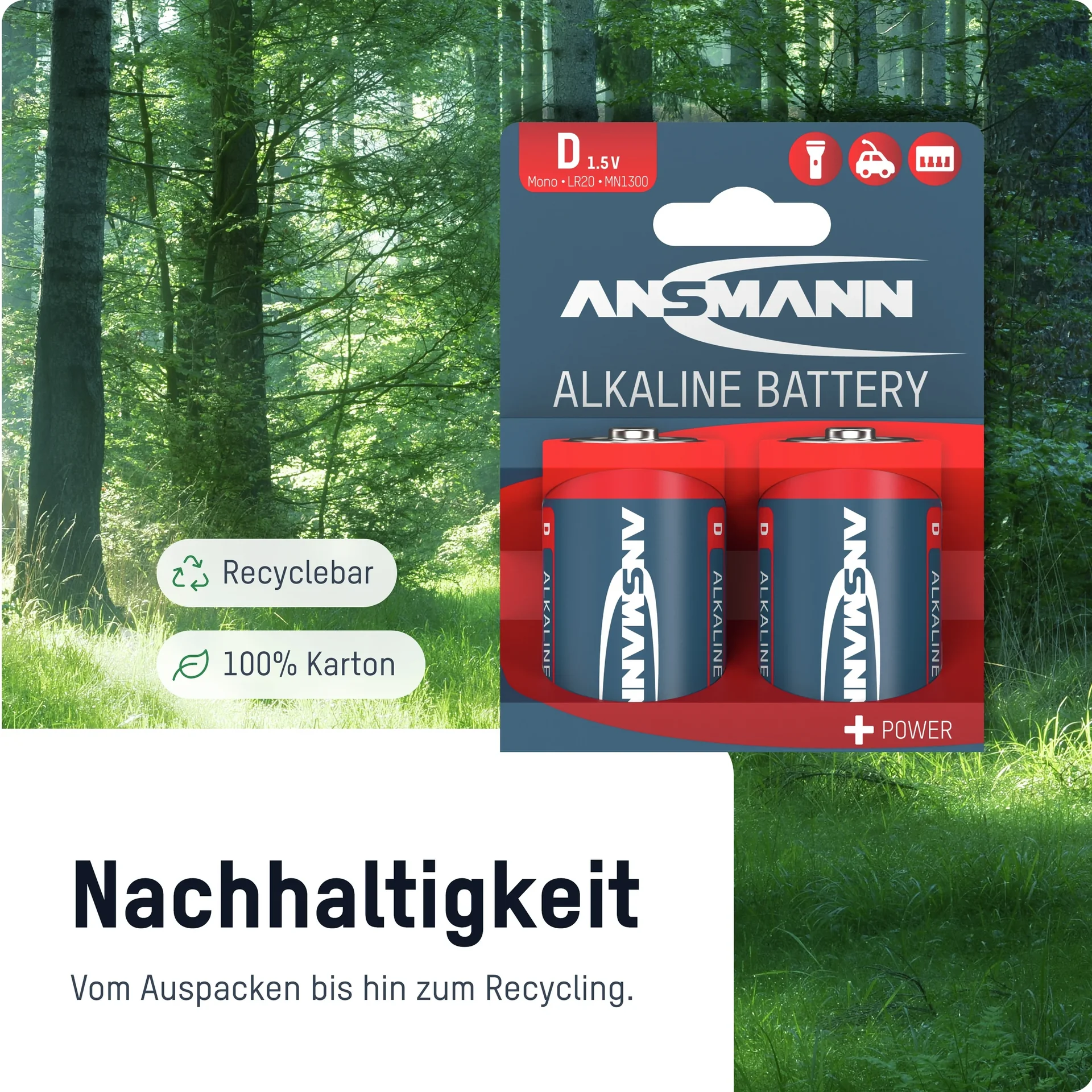 Alkaline Mono D Batterie - 2 Stück - 5