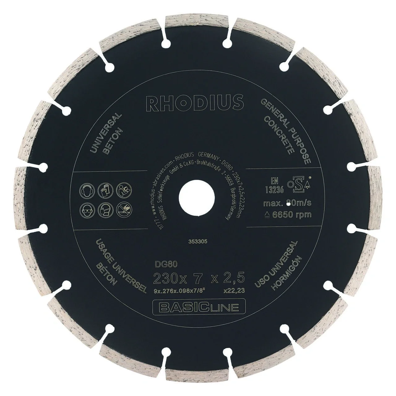 Diamanttrennscheibe Beton DG80 CONCRETE, 230 x 7 x 2,5 x 22,23 mm - 1