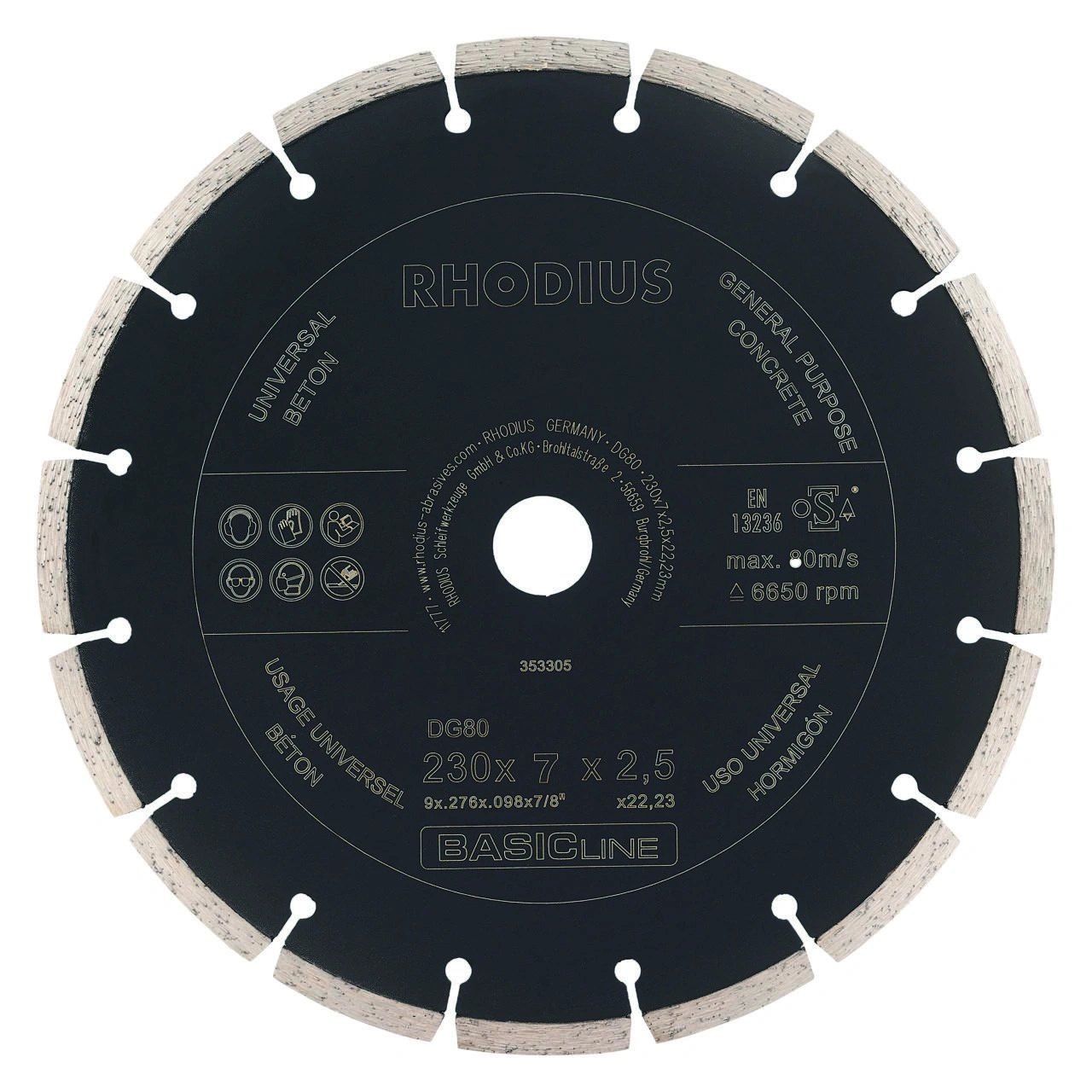 Diamanttrennscheibe Beton DG80 CONCRETE, 230 x 7 x 2,5 x 22,23 mm - 1