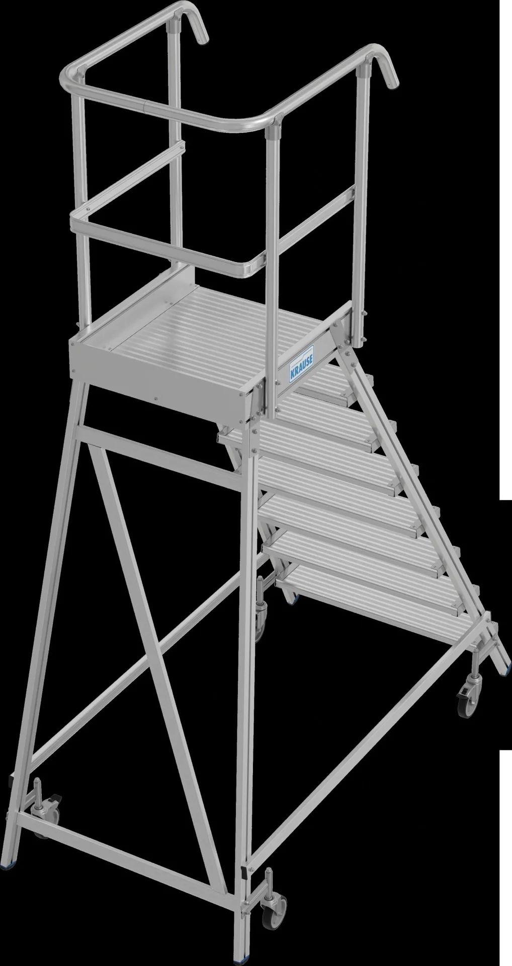 Podestleiter 8 Alu-Stufen Einseitig Fahrbar - 4