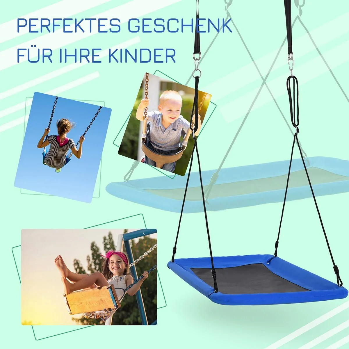 Nestschaukel für Kinder blau, schwarz - 9