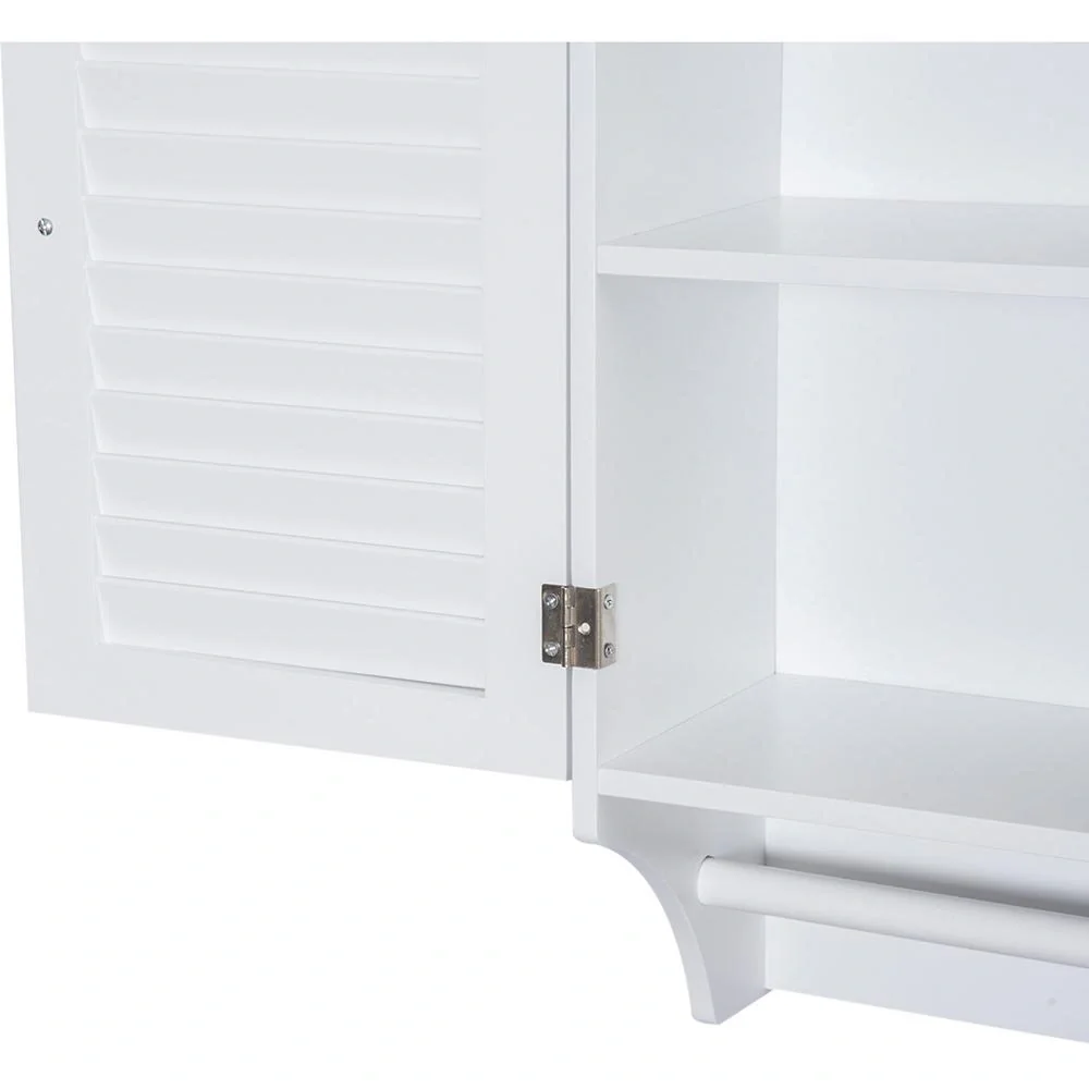 Wandschrank Hängeschrank Küchenschrank Mehrzweckschrank Lamellentüren Holz Weiß 60 x 22,5 x 64 cm - 10