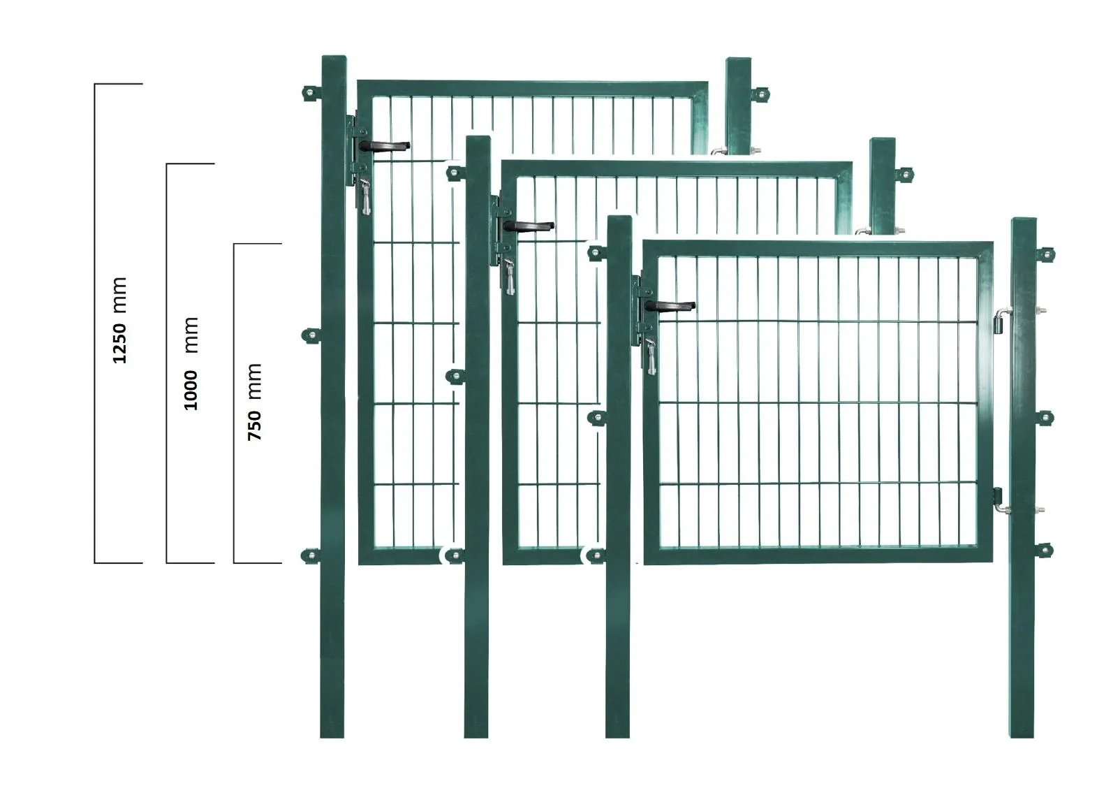 Gartentor für Einstabmatte grün, einflügelig - 125 cm hoch - 100 cm breit - 1