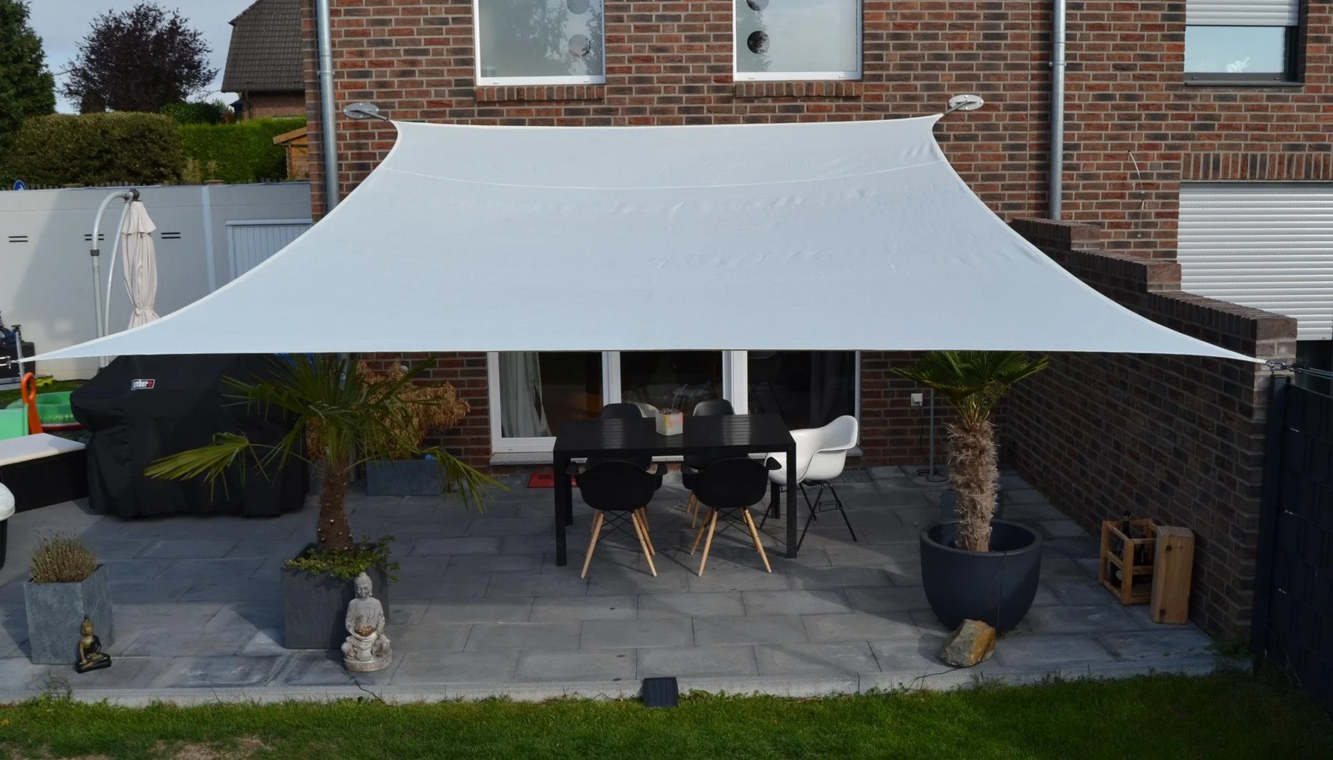 Vierecksonnensegel HDPE creme weiß 400 x 500 cm Wind-u. Wasserdurchlässig - 5