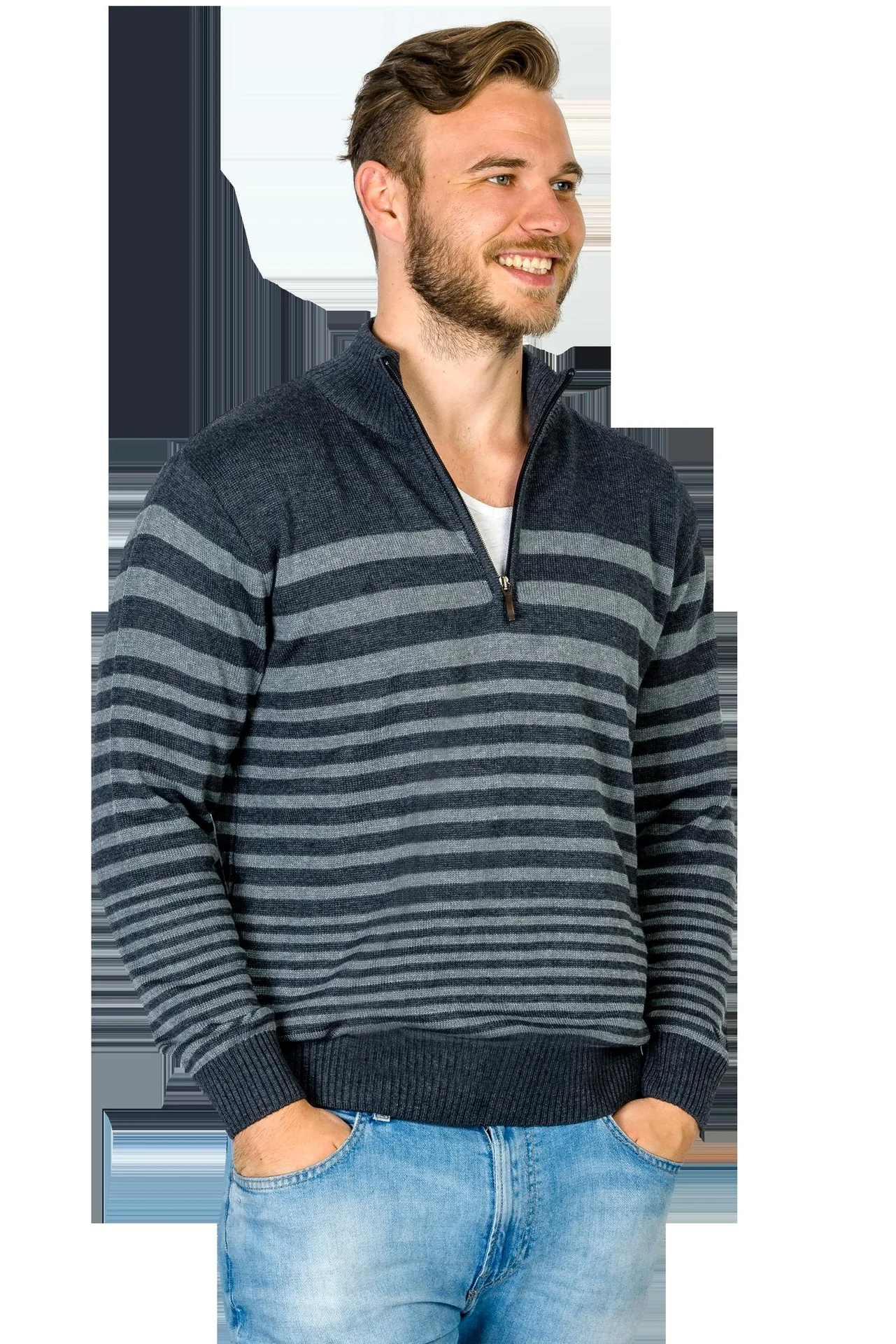 Pullover, Farbe grau mit Blockstreifen, Gr.3XL - 2