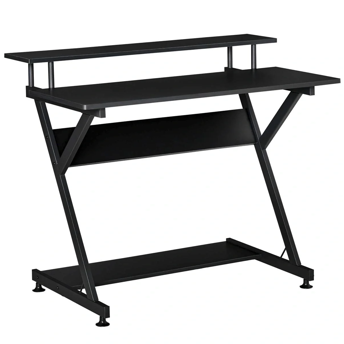 Computertisch industrieller Stil mit Höhenverstellbar Fußbett MDF Metall Schwarz 100 x 60 x 85,5 cm - 4