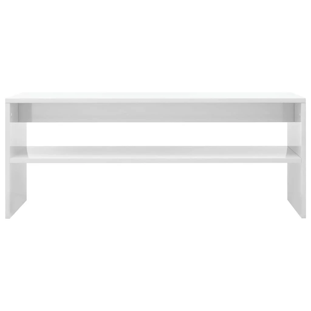 Couchtisch 100x40x40 cm Hochglanz weiß Spanplatte - 6