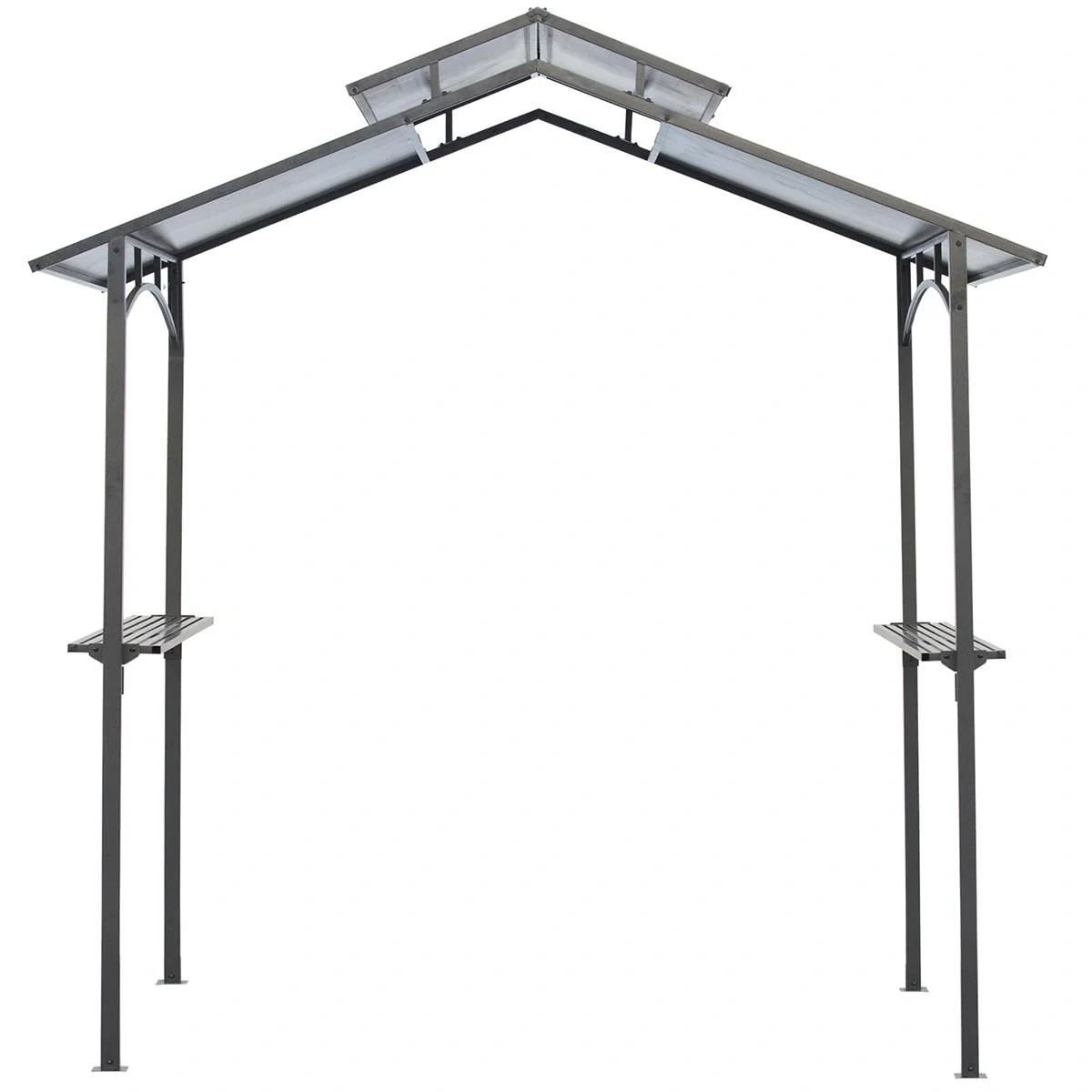 Grillpavillon mit Flammschutzdach BBQ-Pavillon mit 2 Ablagen 2,5 x 1,5m Stahl PC Schwarz+Braun - 5