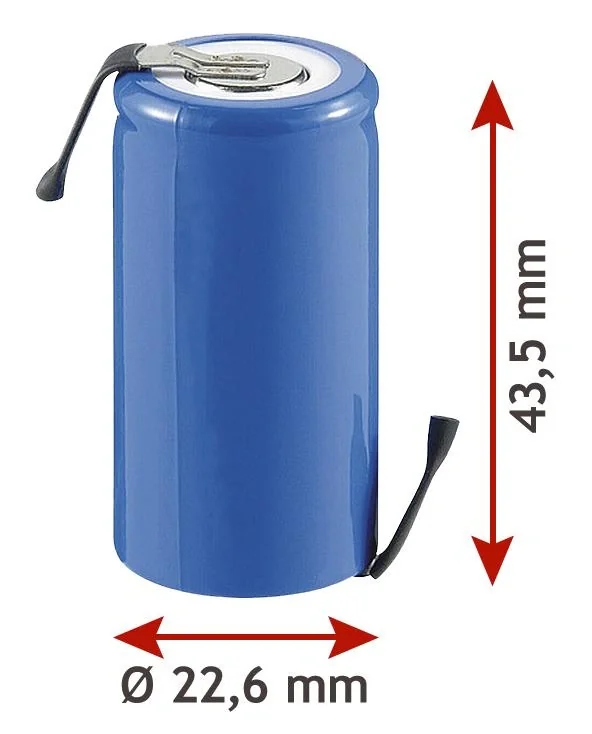 NiMH Akku SUB-C mit 3000mAh und Z-Lötfahne im Kunststoffmantel - 2