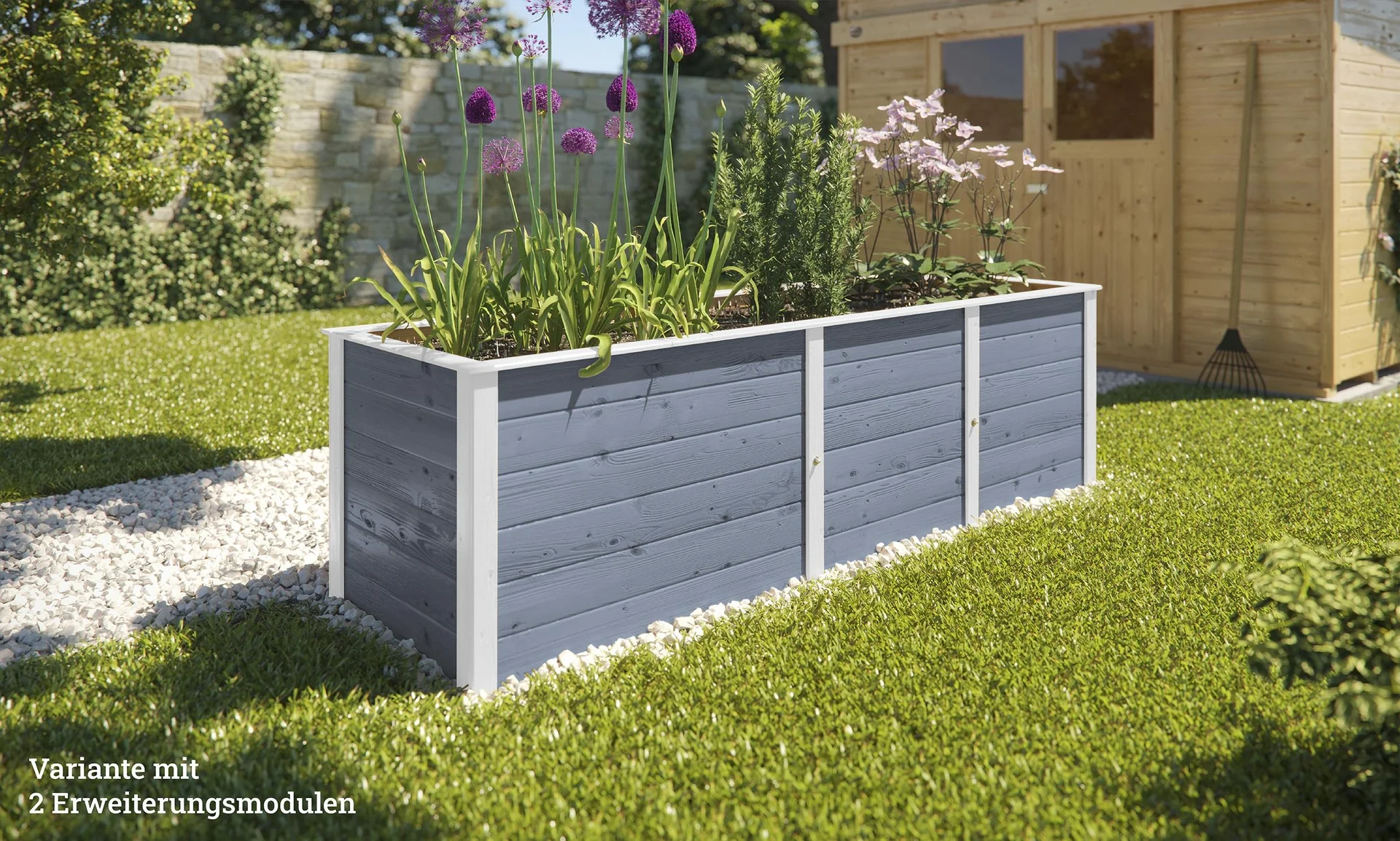 Ergänzungssatz Hochbeet Modular, Wandstärke 21 mm, grau, 67 cm - 8