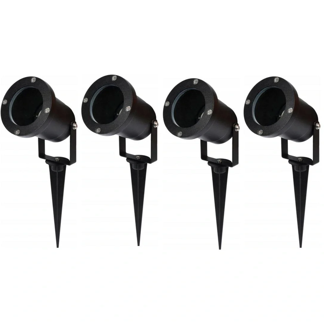 Gartenscheinwerfer GU10 - 4 Stück - IP54 - Schwarz - 35W - Drehbarer Kopf - 6