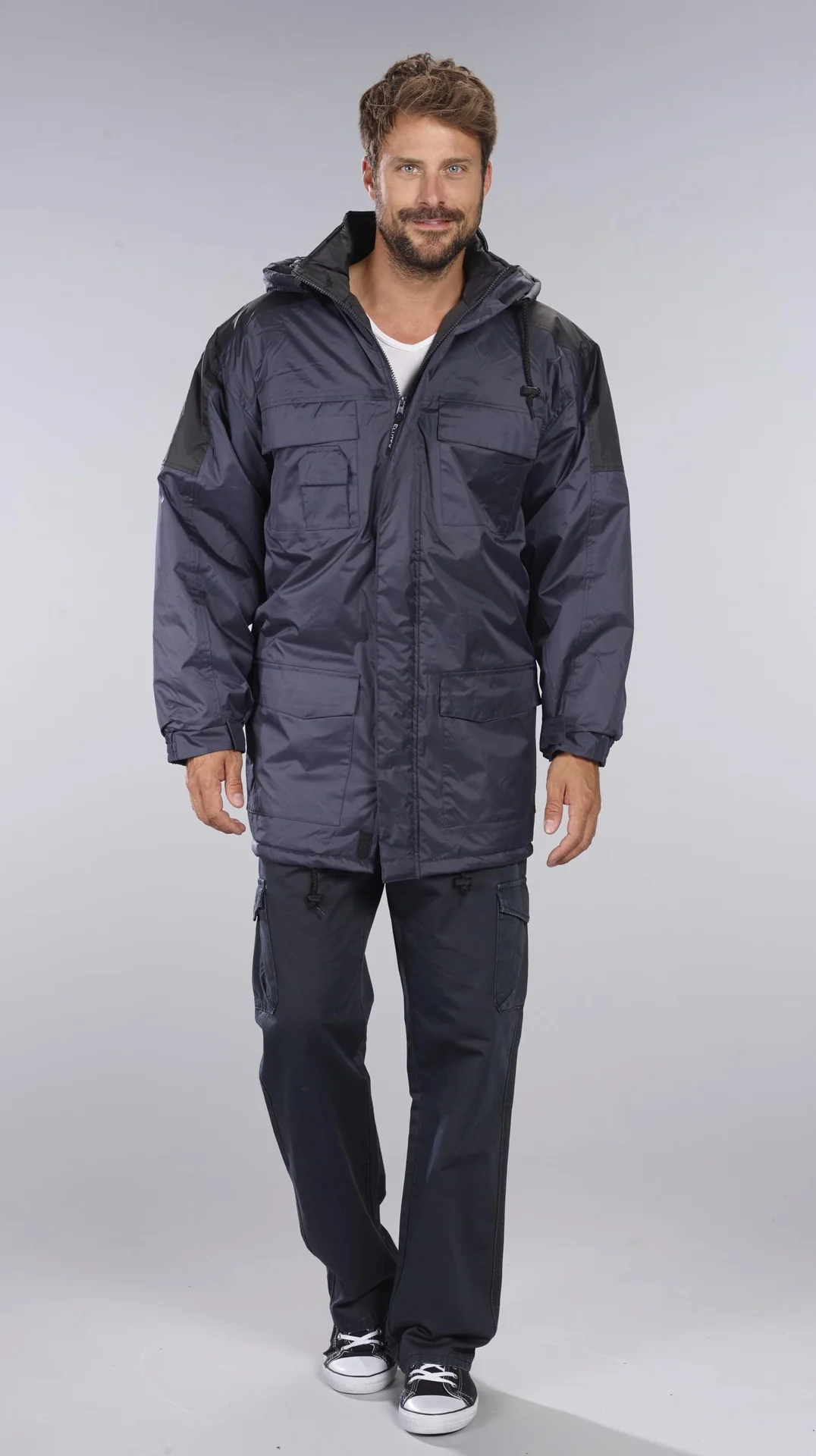 Thermoparka mit Kapuze, Farbe marine/schwarz, Gr. M - 12