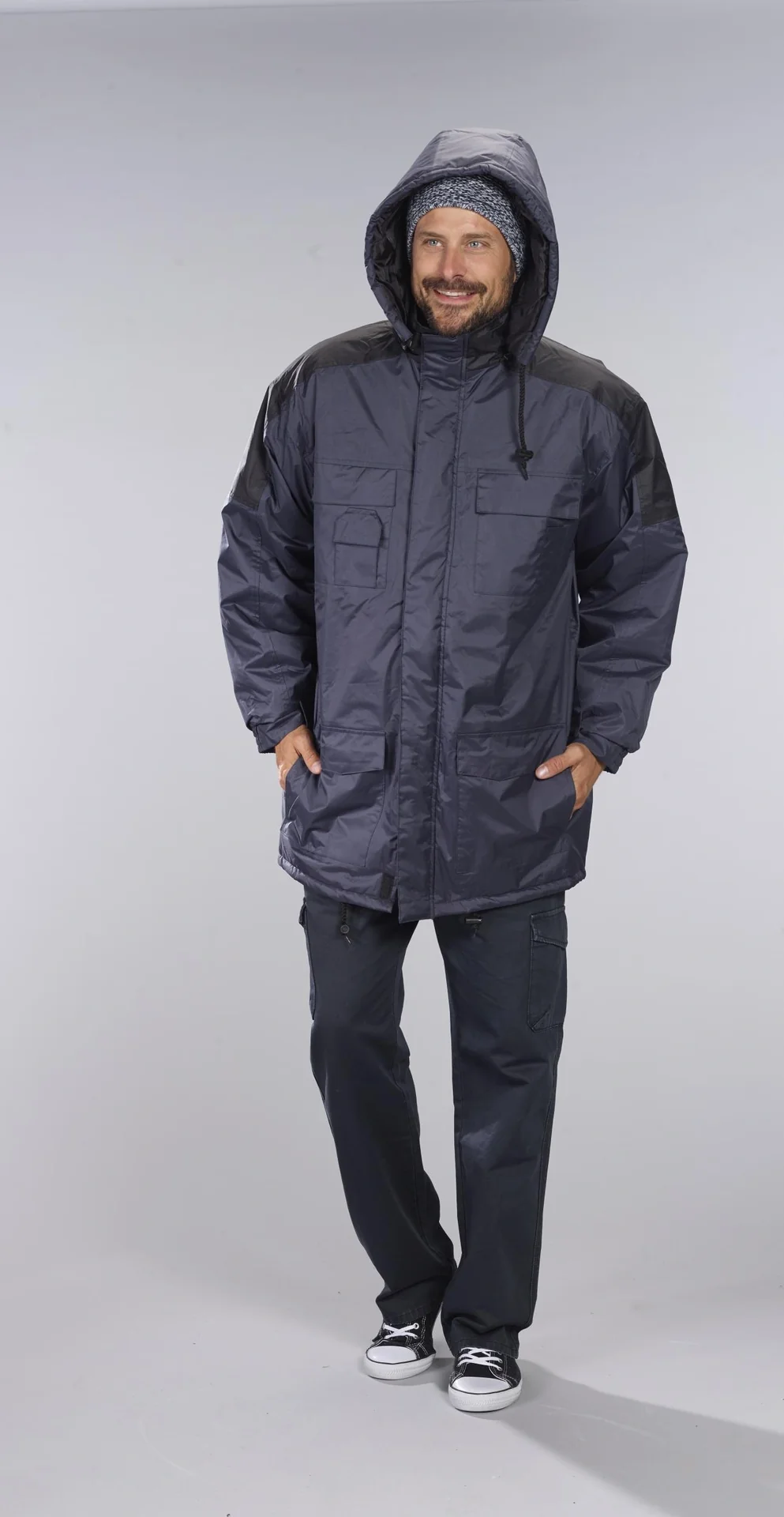 Thermoparka mit Kapuze, Farbe marine/schwarz, Gr. XL - 9