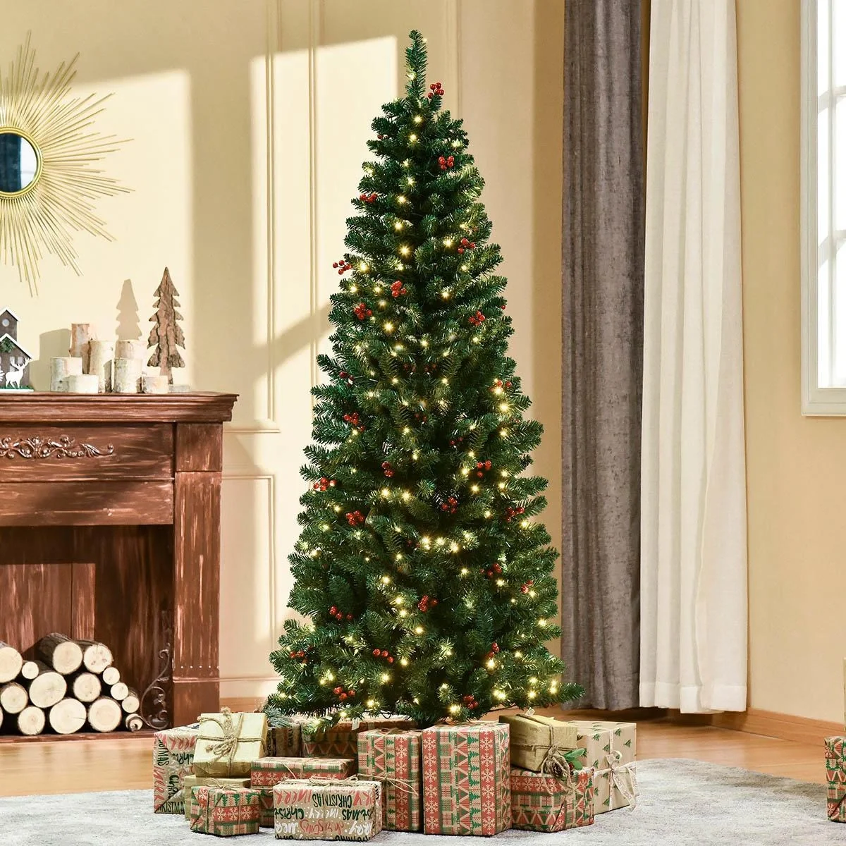 künstlicher Weihnachtsbaum 180 cm mit 250 LED-Leuchten 628 Astspitzen Christbaum Tannenbaum PVC Metall Grün Ø63 x 180 cm - 5