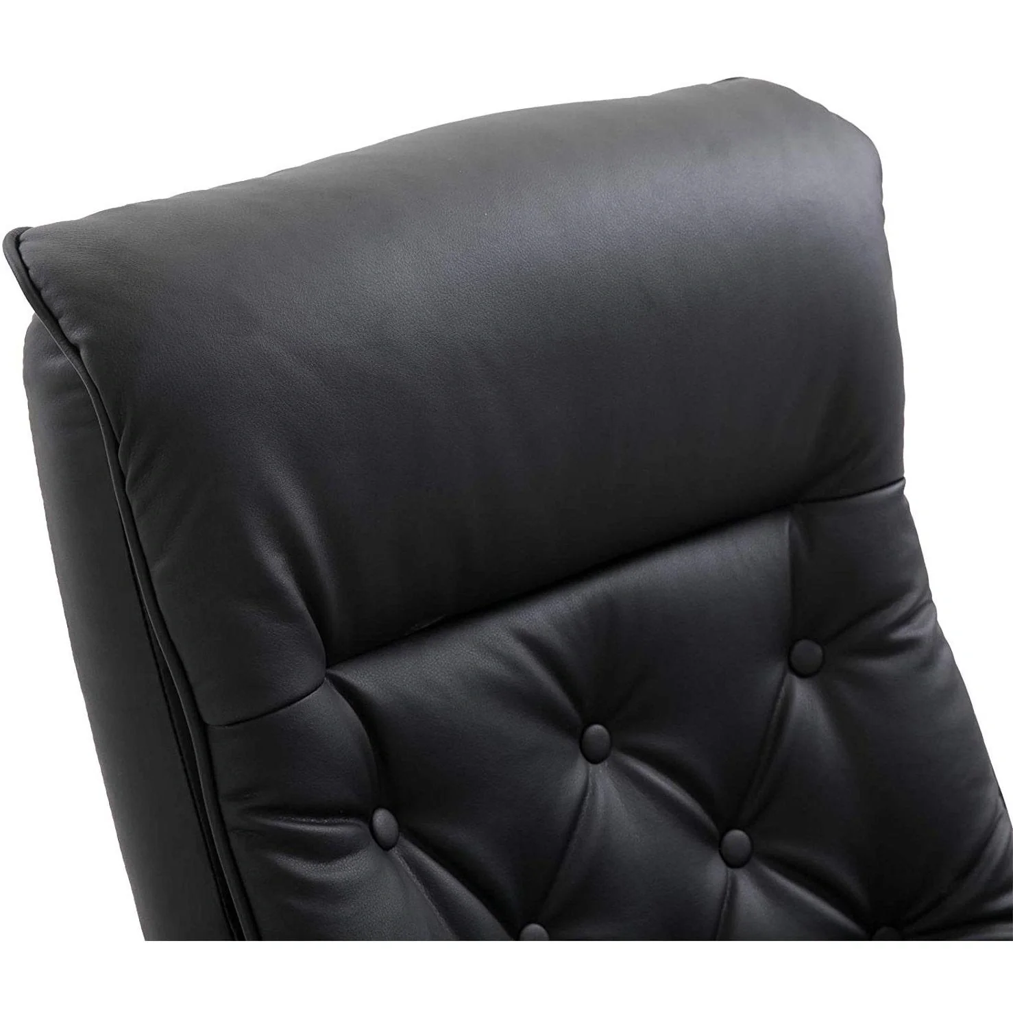 Relaxsessel mit Hocker Fernsehsessel Polstersessel PU-Bezug Holzverkleidung Metallfuß Schwarz 82 x 83 x 110 cm - 6
