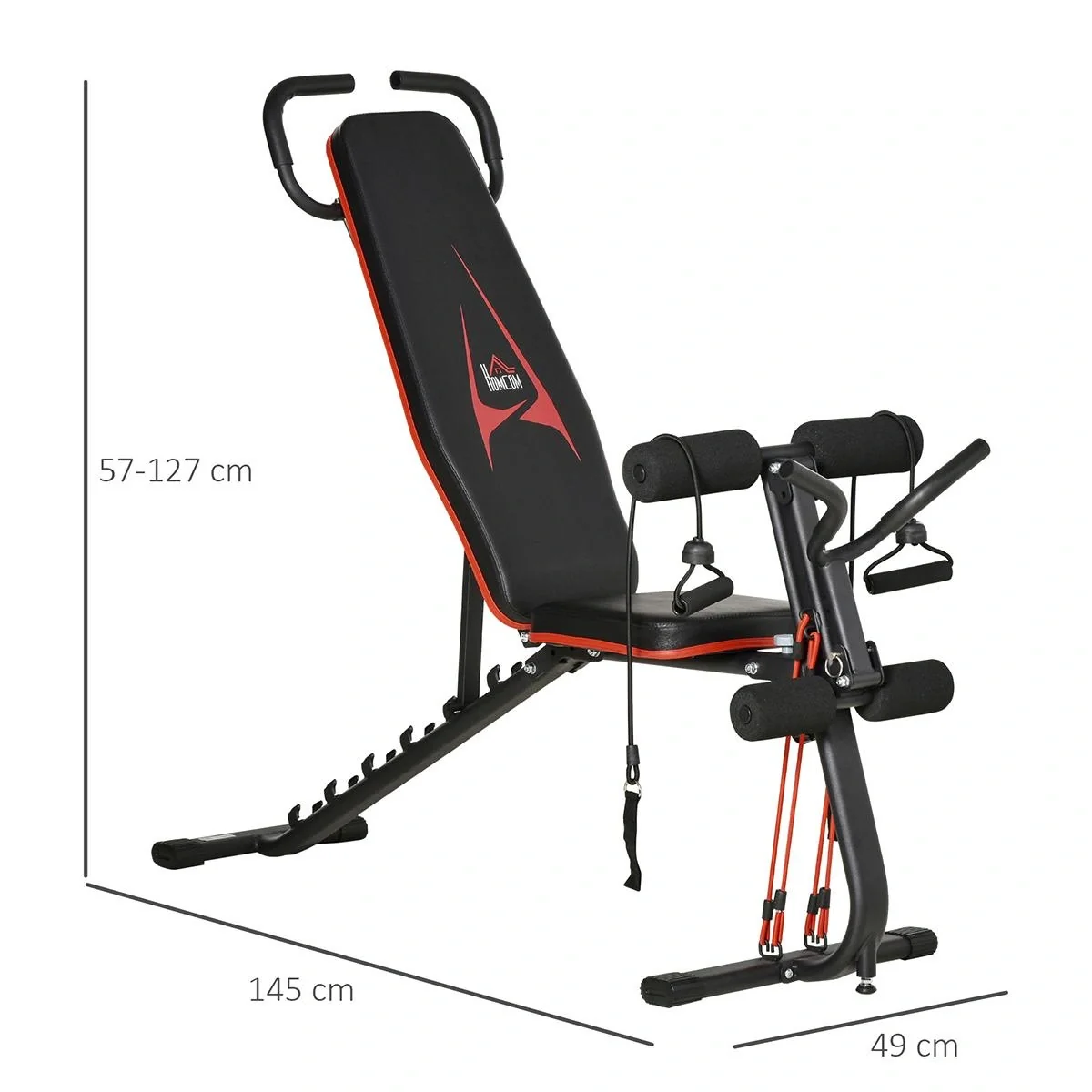 Hantelbank verstellbare Trainingsbank mit elastischer Seils Sit Up-Bank für Heimtraining 6 Stufen Rückenlehne-Gefälle Ge - 6