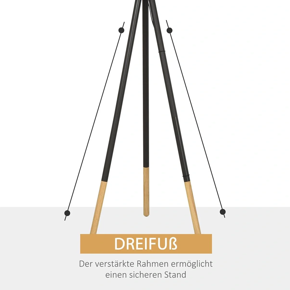 Design-Stehlampe mit Dreibein und Fußschalter Grau - 10