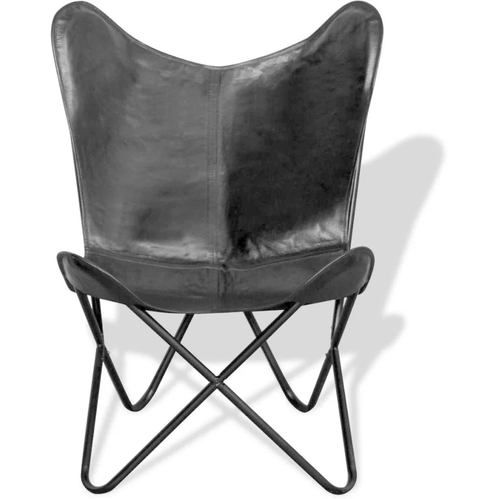 Schmetterlingsstuhl Echtleder schwarz - 5
