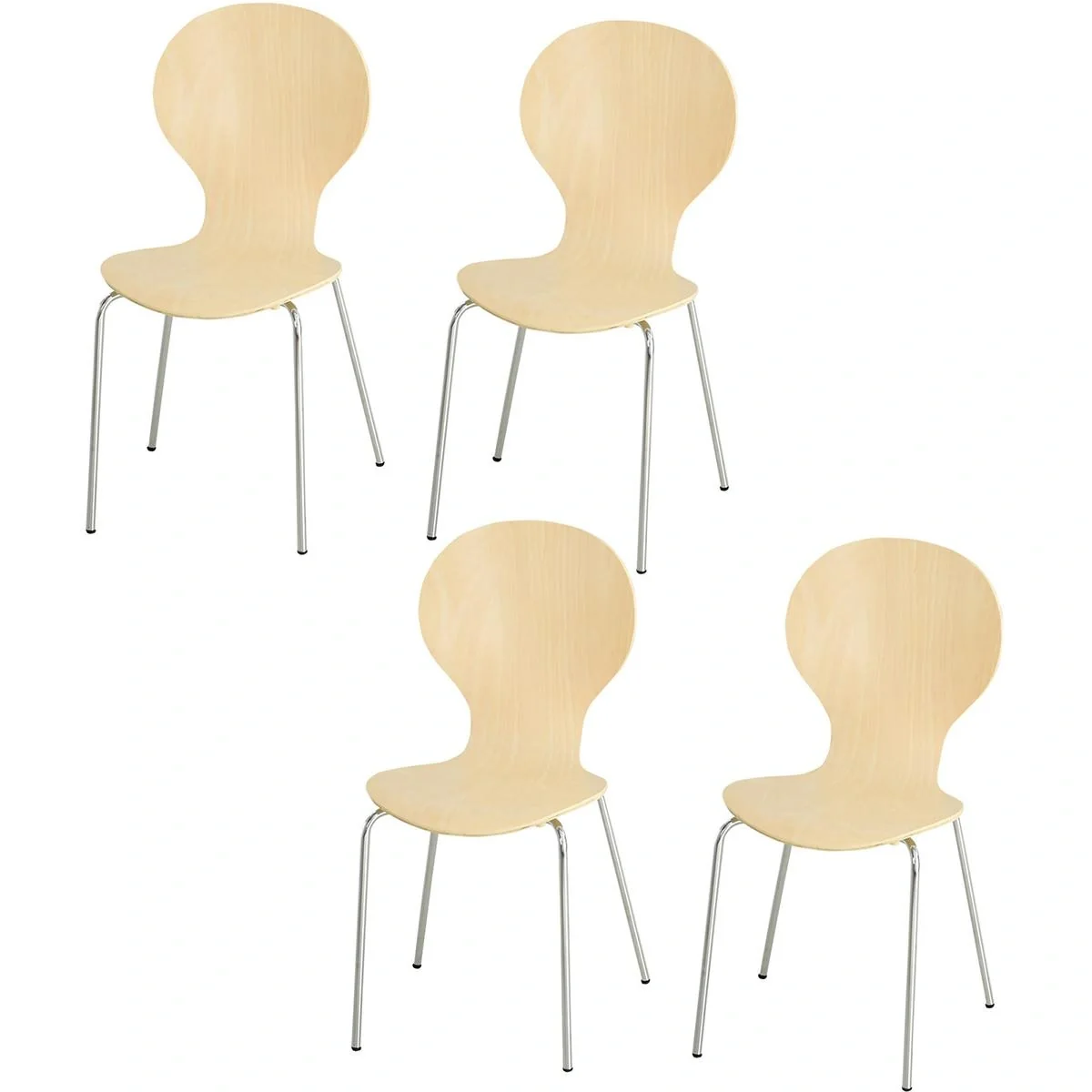 4er-Set Esszimmerstühle, Holz - 1