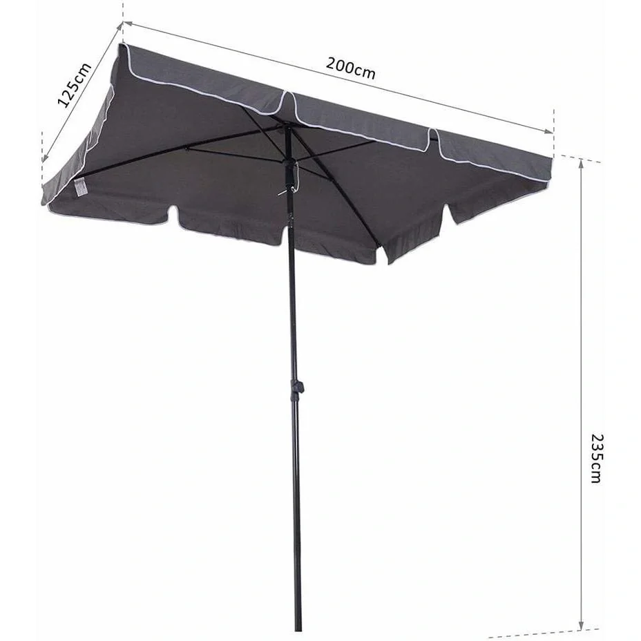 Sonnenschirm Knickschirm Gartenschirm Marktschirm rechteckig Stahl 180/m² Polyester Grau 200 x 125 x 235 cm - 3
