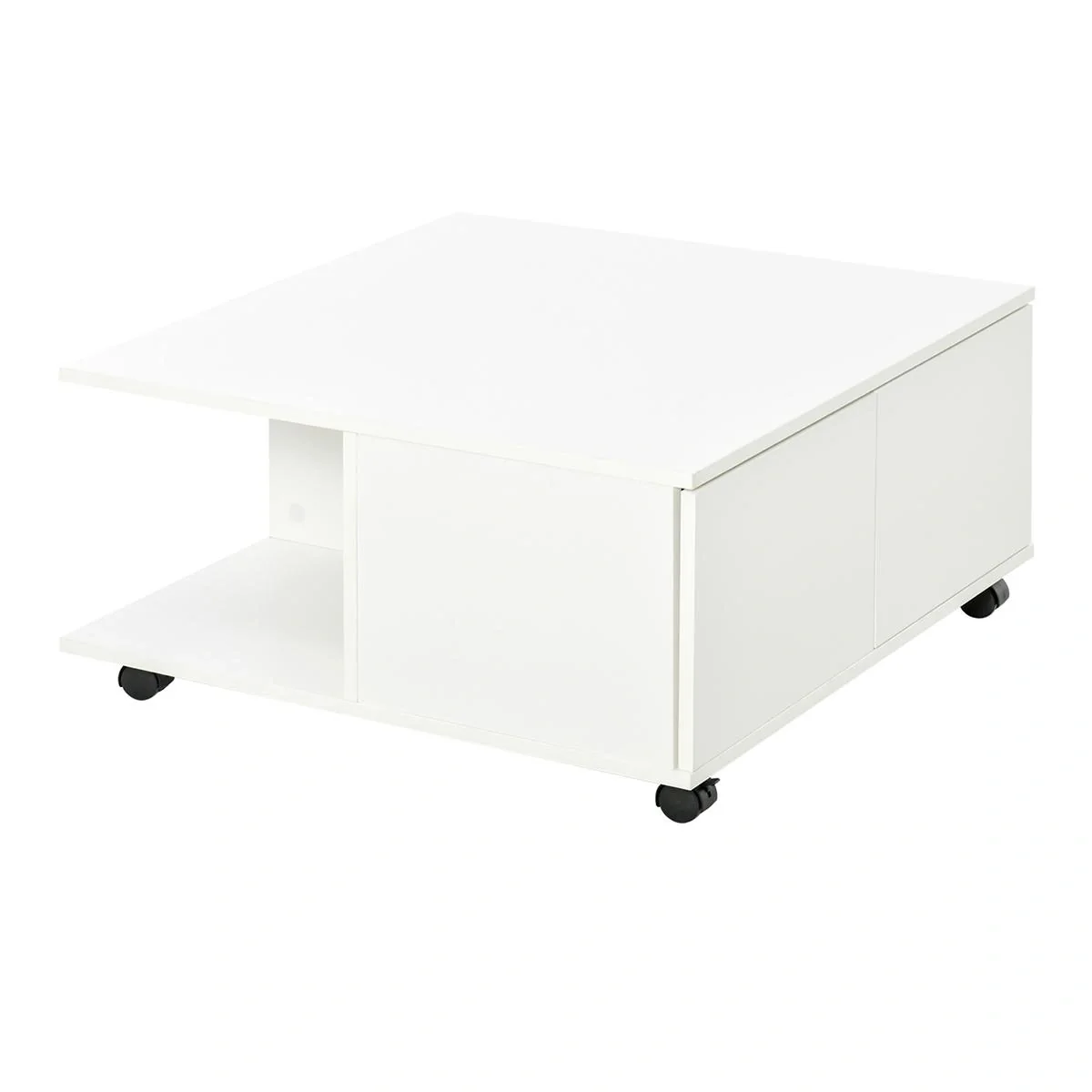 Beistelltisch Couchtisch mit zwei ausziehbaren Schubladen 4 Rädern offenen Ablageflächen Kaffeetisch Wohnzimmertisch mod - 1
