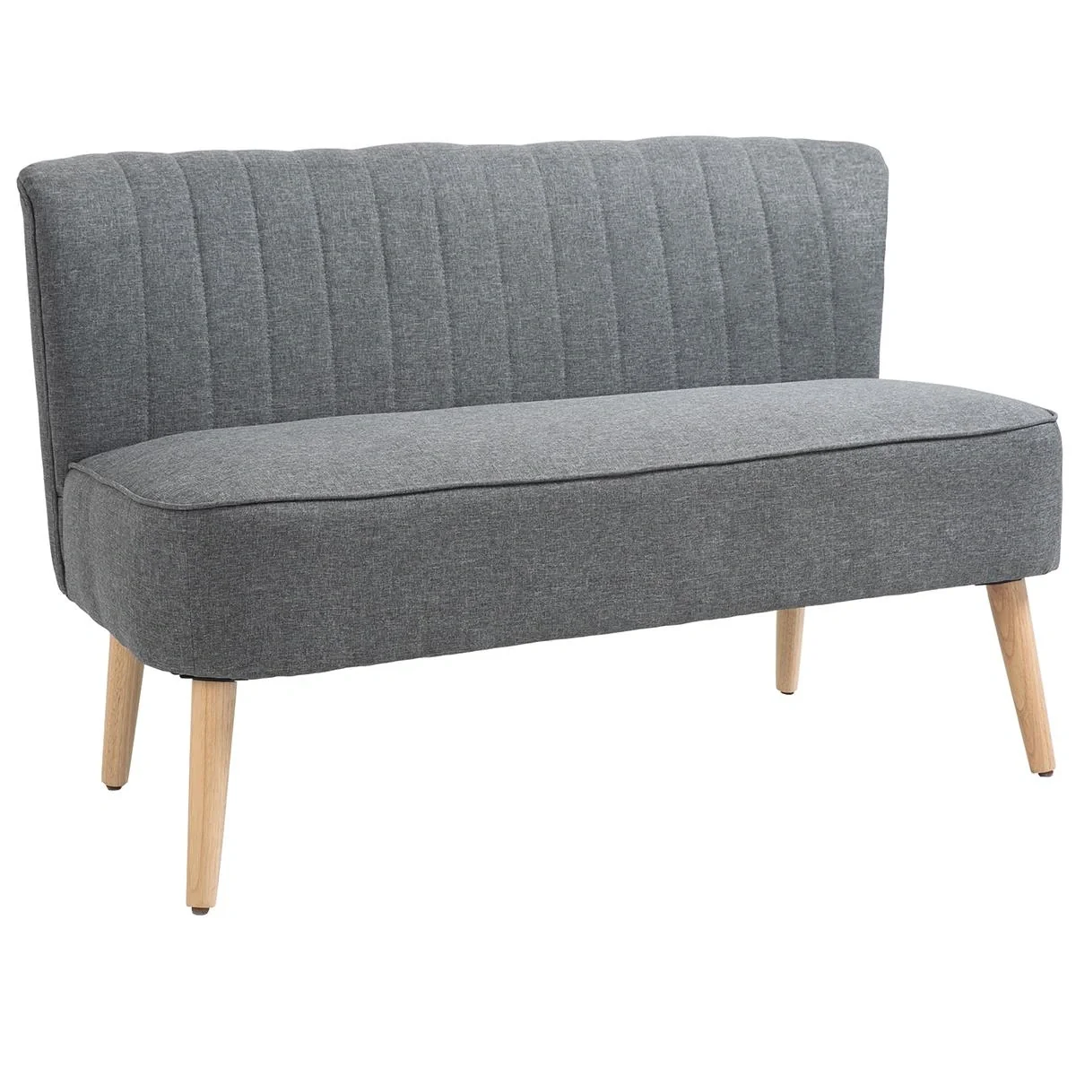 2-Sitzer Stoffsofa Polstersofa Sitzmöbel Loungesofa Holz Schaumstoff Hellgrau 117 x 56,5 x 77 cm - 4