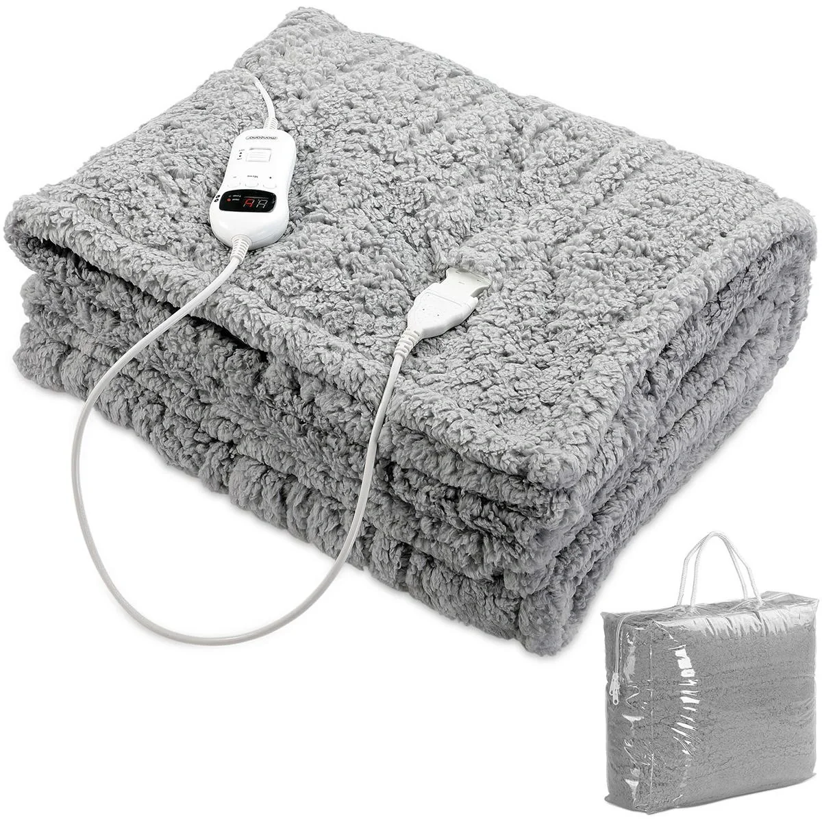 Heizdecke Fleece Grau 170x140cm - 1
